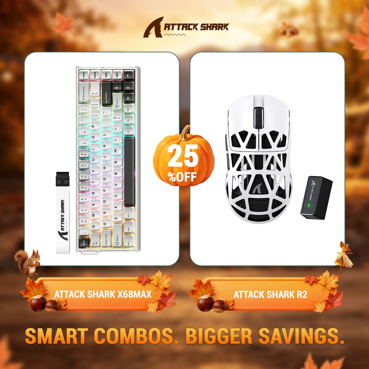 Bundle tastiera in alluminio ATTACK SHARK X68 MAX HE con attivazione rapida + mouse da gaming wireless in lega di magnesio R2
