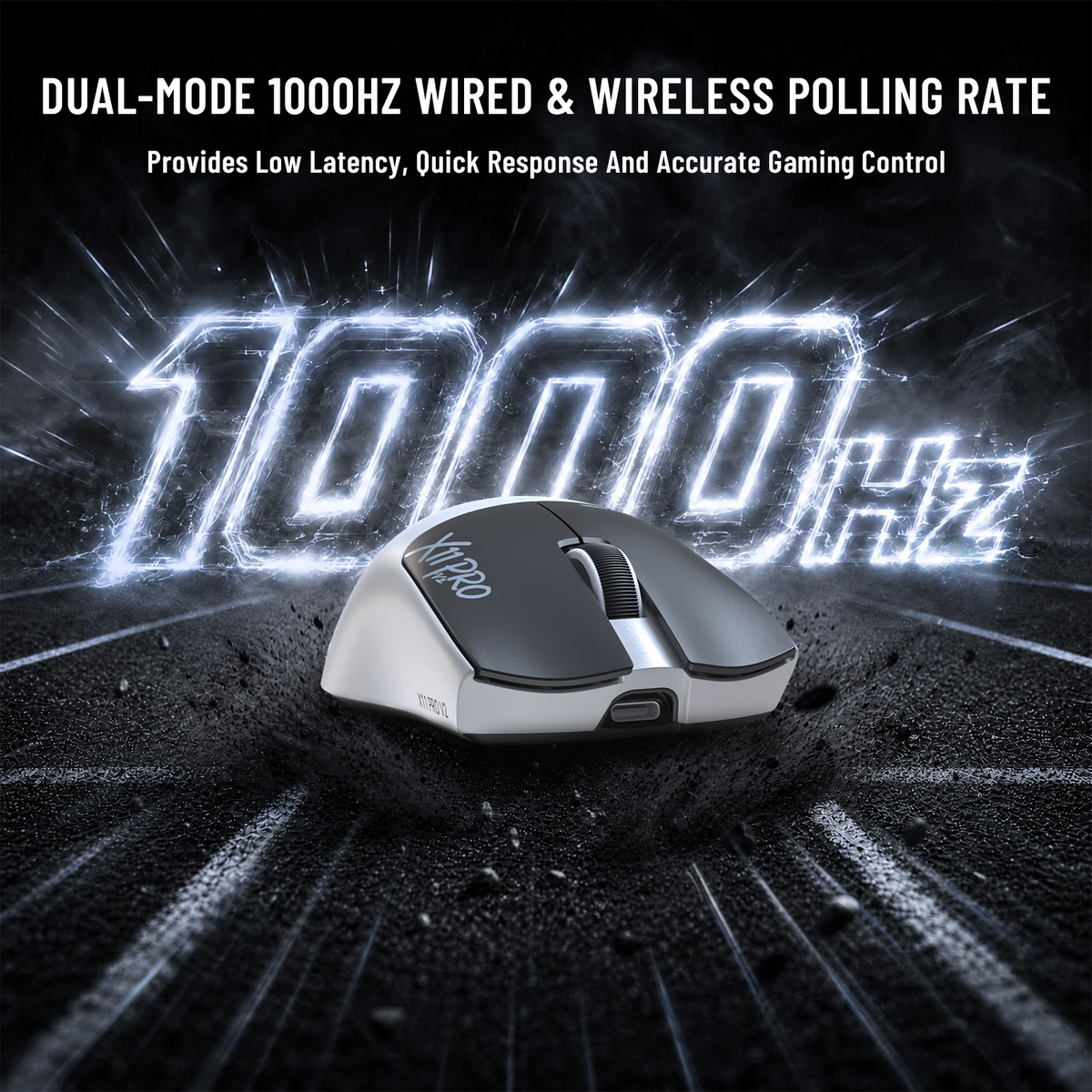 Mouse da gioco wireless ATTACK SHARK X11 PRO V2 con display TFT, dock di ricarica e cavo a spirale C06