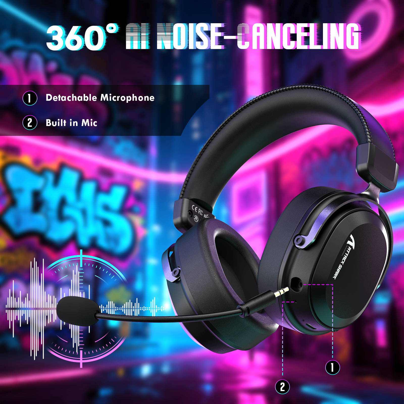ATTACK SHARK L30PRO Cuffie da Gioco Wireless