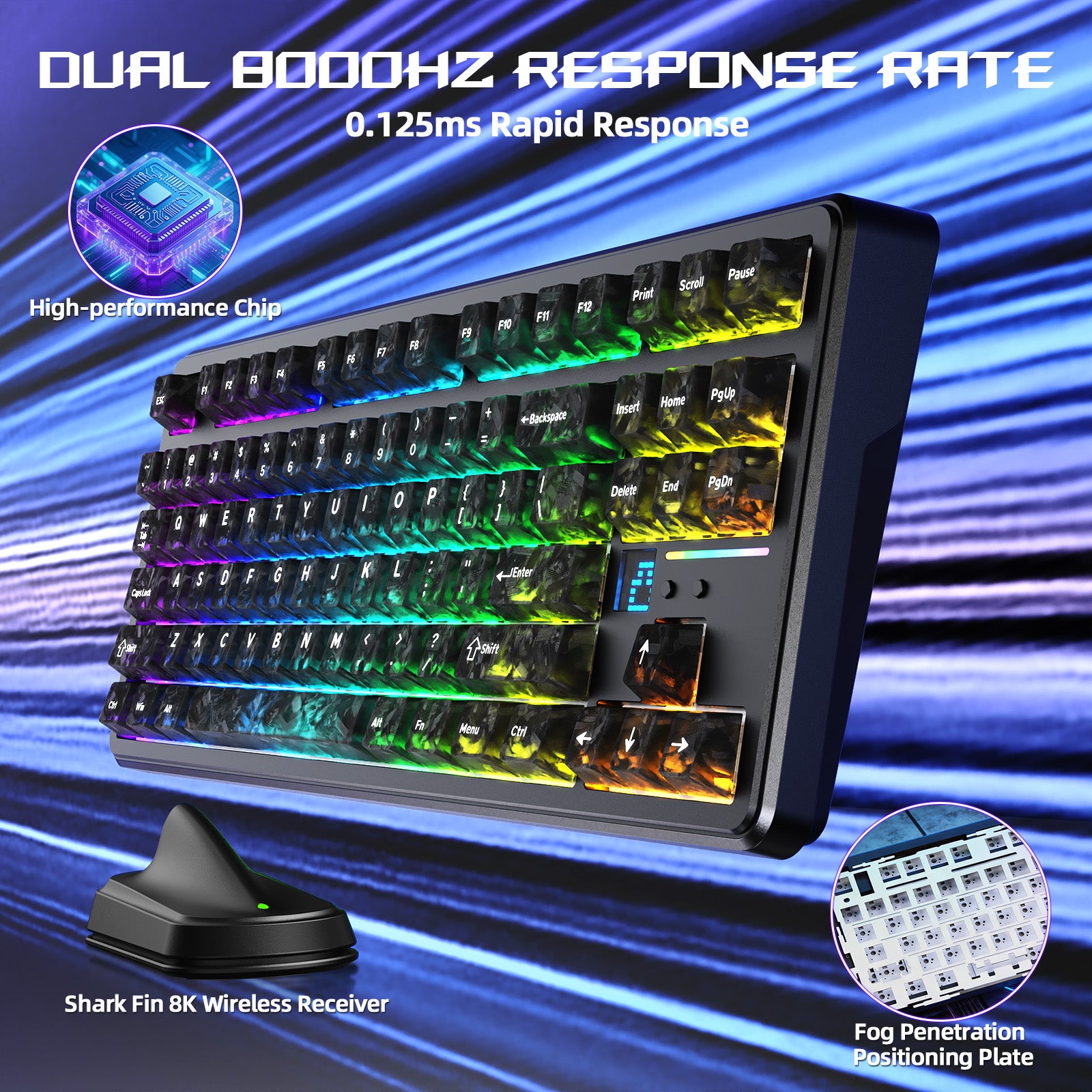 ATTACK SHARK X87 ULTRA Tastiera da gioco wireless con ricevitore 8KHz e cavo a spirale RGB