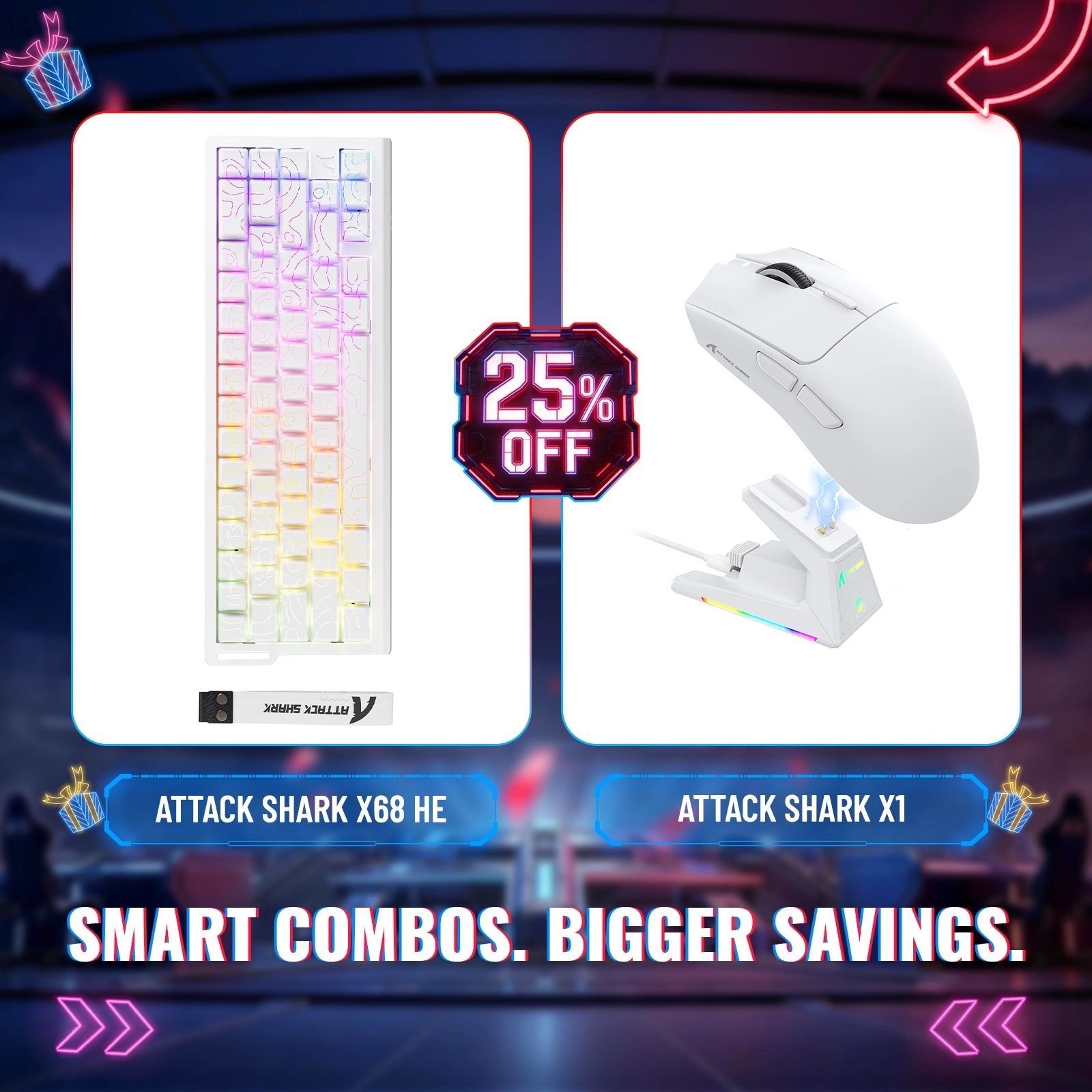Tastiera Rapid Trigger ATTACK SHARK X68HE + Mouse da gaming wireless X1 - Pacchetto