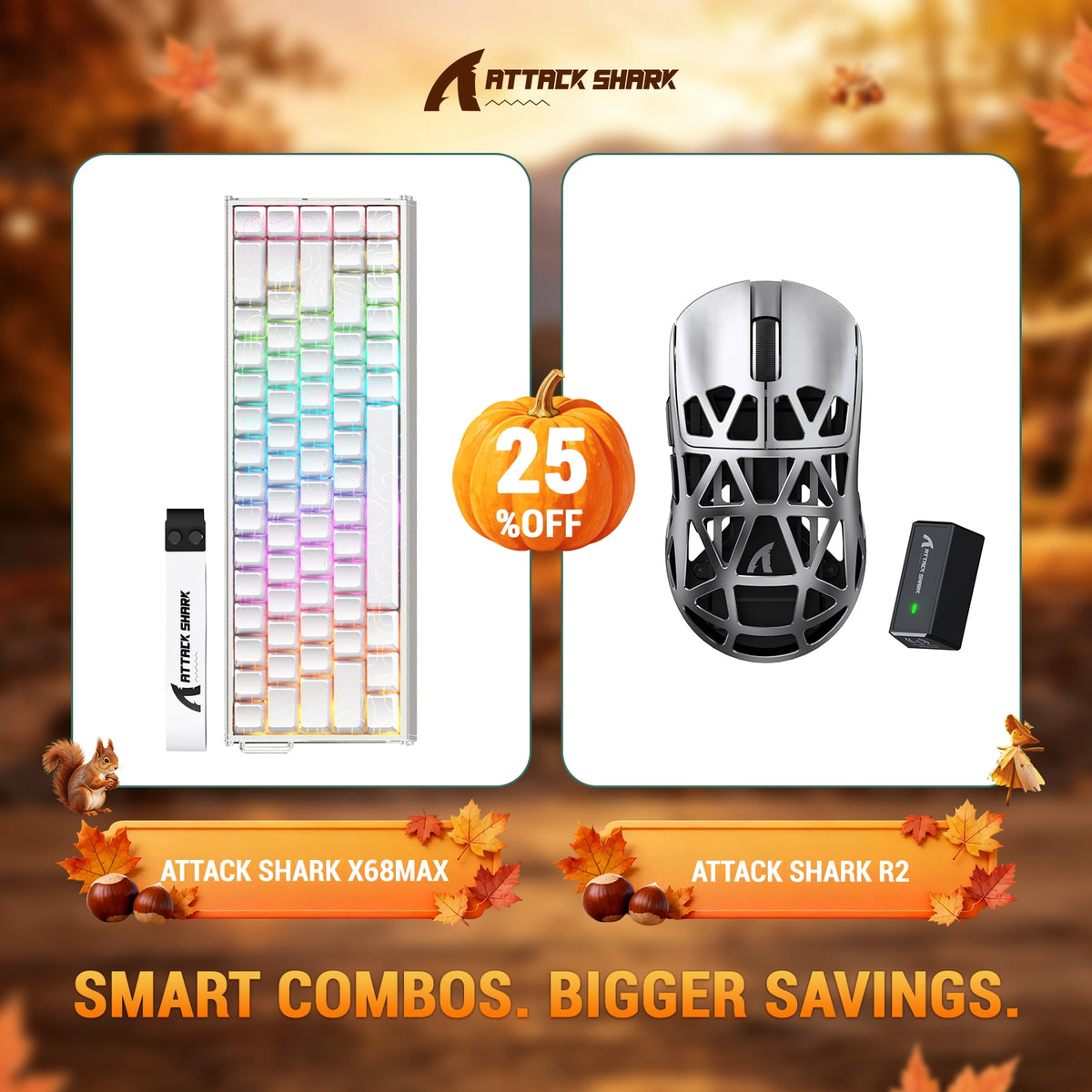 Bundle tastiera in alluminio ATTACK SHARK X68 MAX HE con attivazione rapida + mouse da gaming wireless in lega di magnesio R2