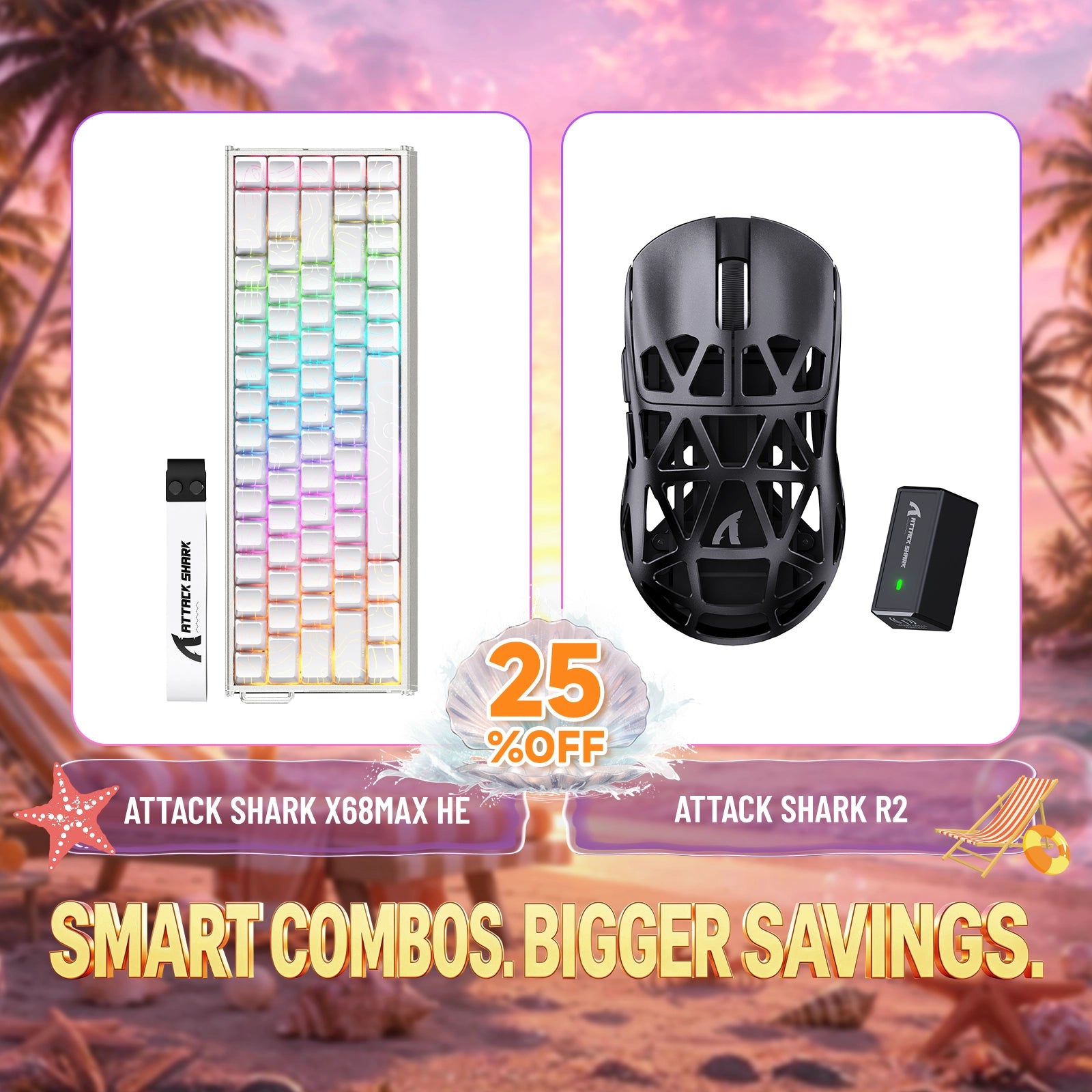 ATTACK SHARK X68MAX HE Tastiera in Alluminio Rapid Trigger + Mouse da Gaming Wireless in Lega di Magnesio R2 Bundle