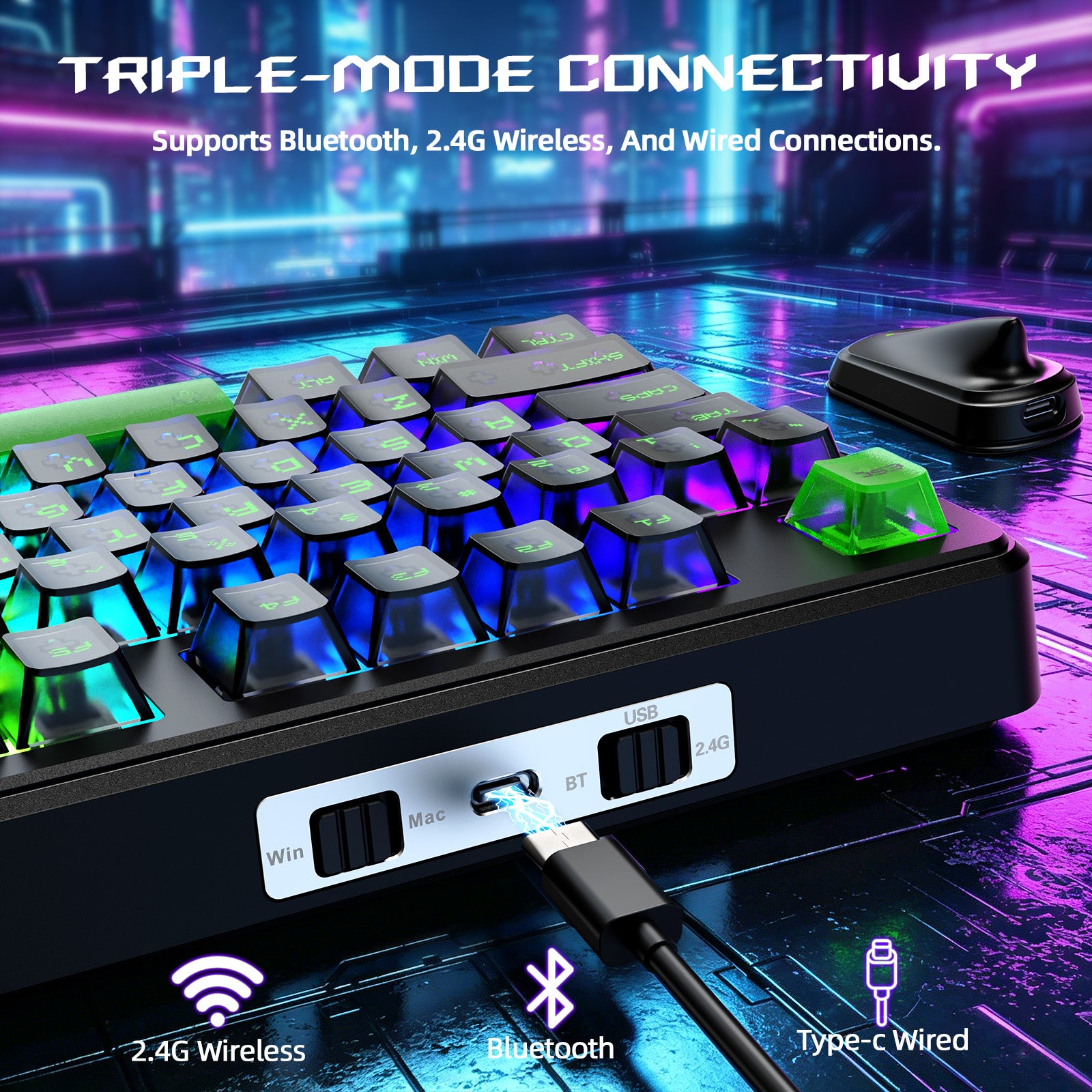 ATTACK SHARK X87 ULTRA Tastiera da gioco wireless con ricevitore 8KHz e cavo a spirale RGB