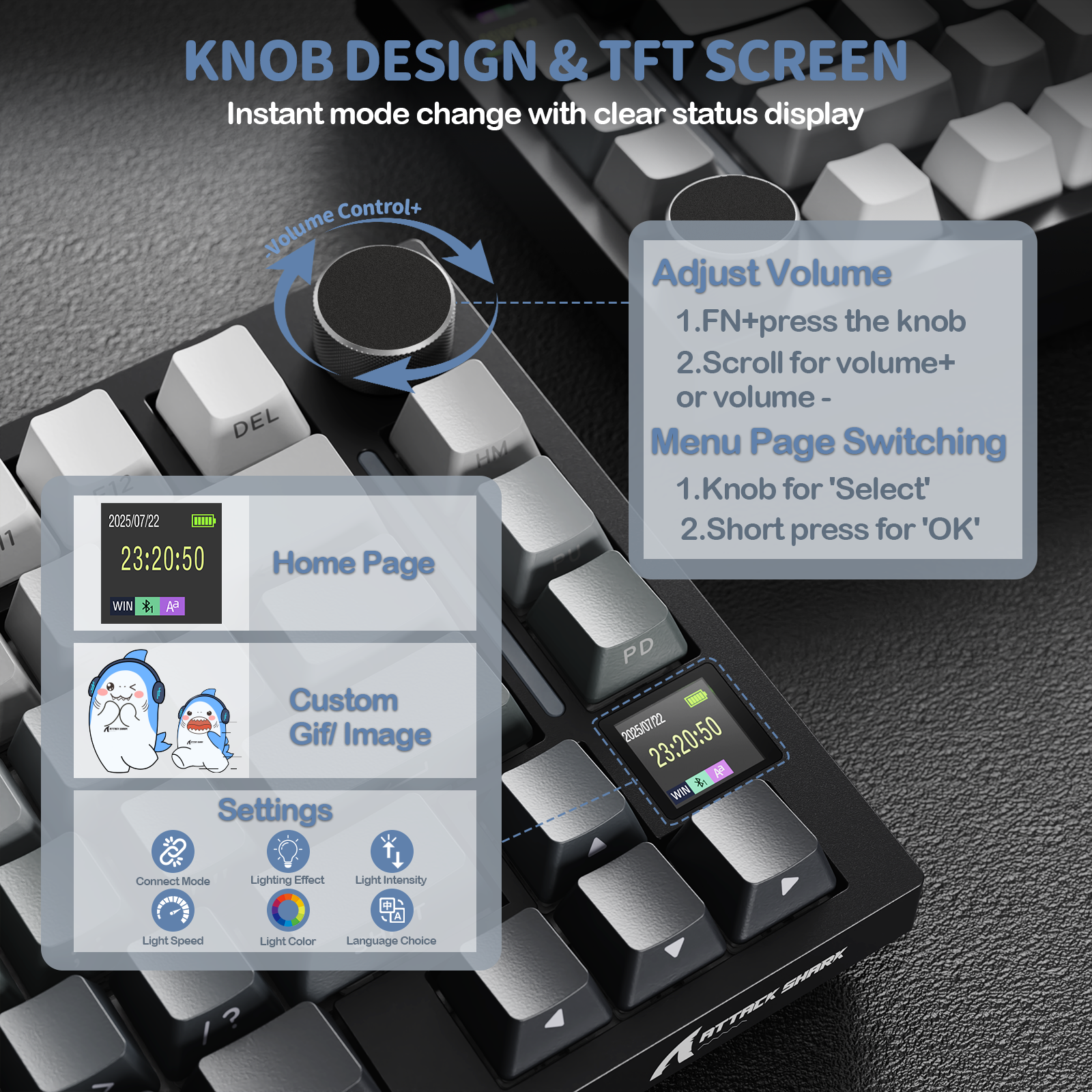 ATTACK SHARK X820Ultra Tastiera Meccanica con Guarnizione a Tre Modalità