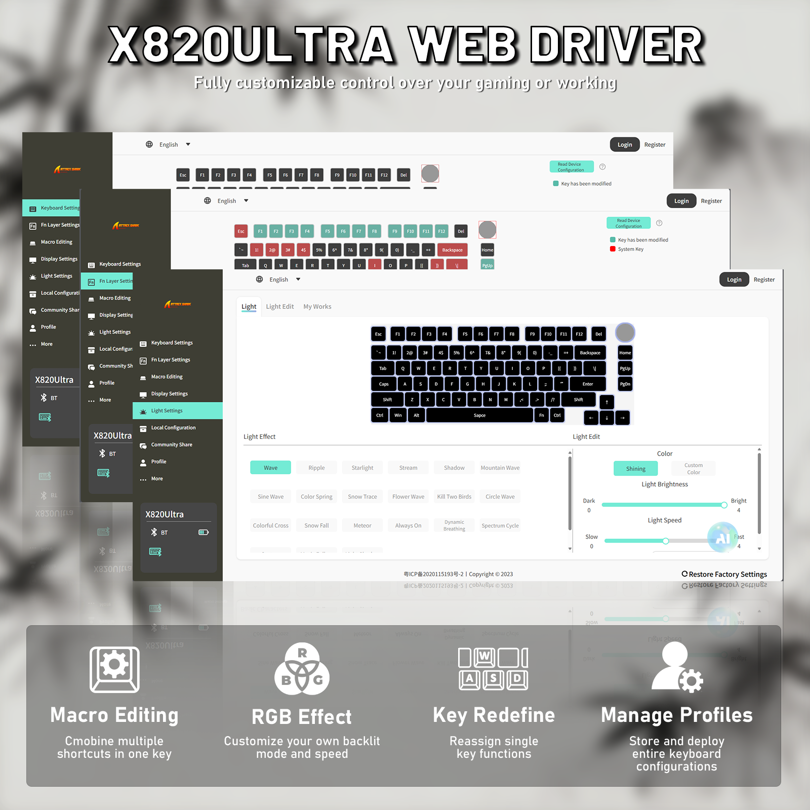 Tastiera meccanica ATTACK SHARK X820ULTRA con cavo a spirale C01ULTRA