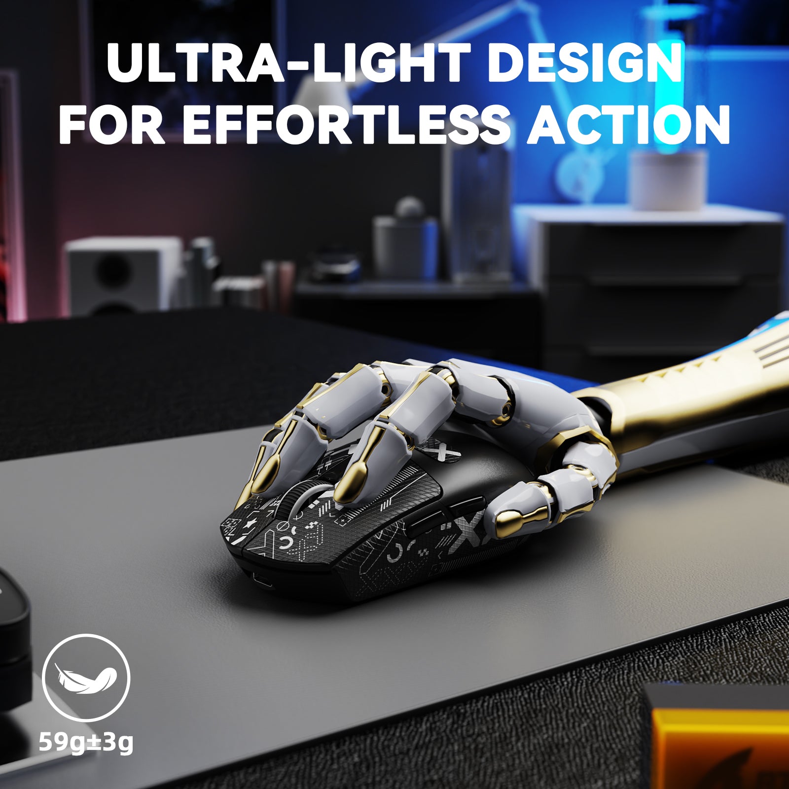 Mouse da gioco wireless tri-mode ATTACK SHARK G3PRO con dock di ricarica, 25000 DPI, ultraleggero