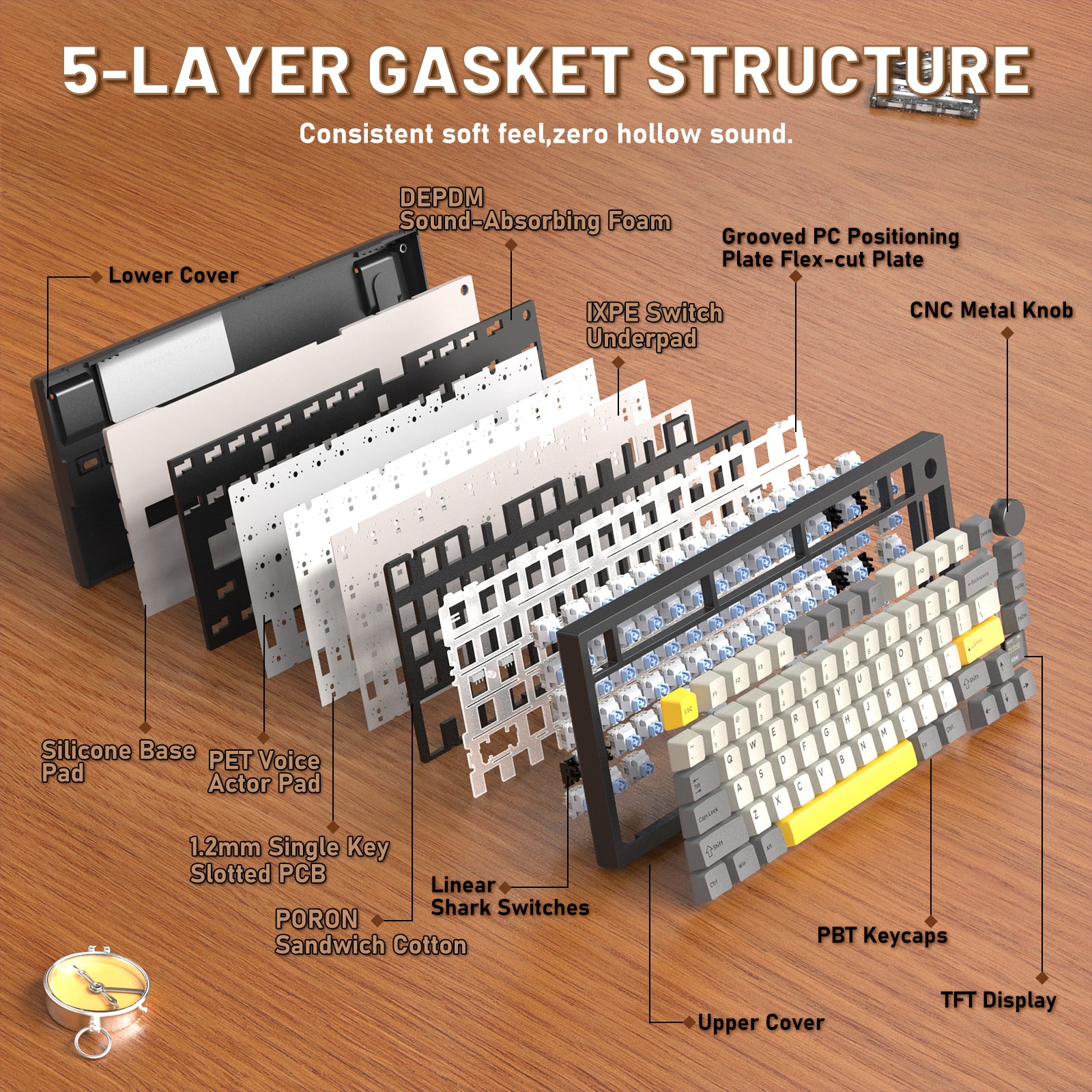 Tastiera meccanica ATTACK SHARK X820ULTRA con cavo a spirale C01ULTRA