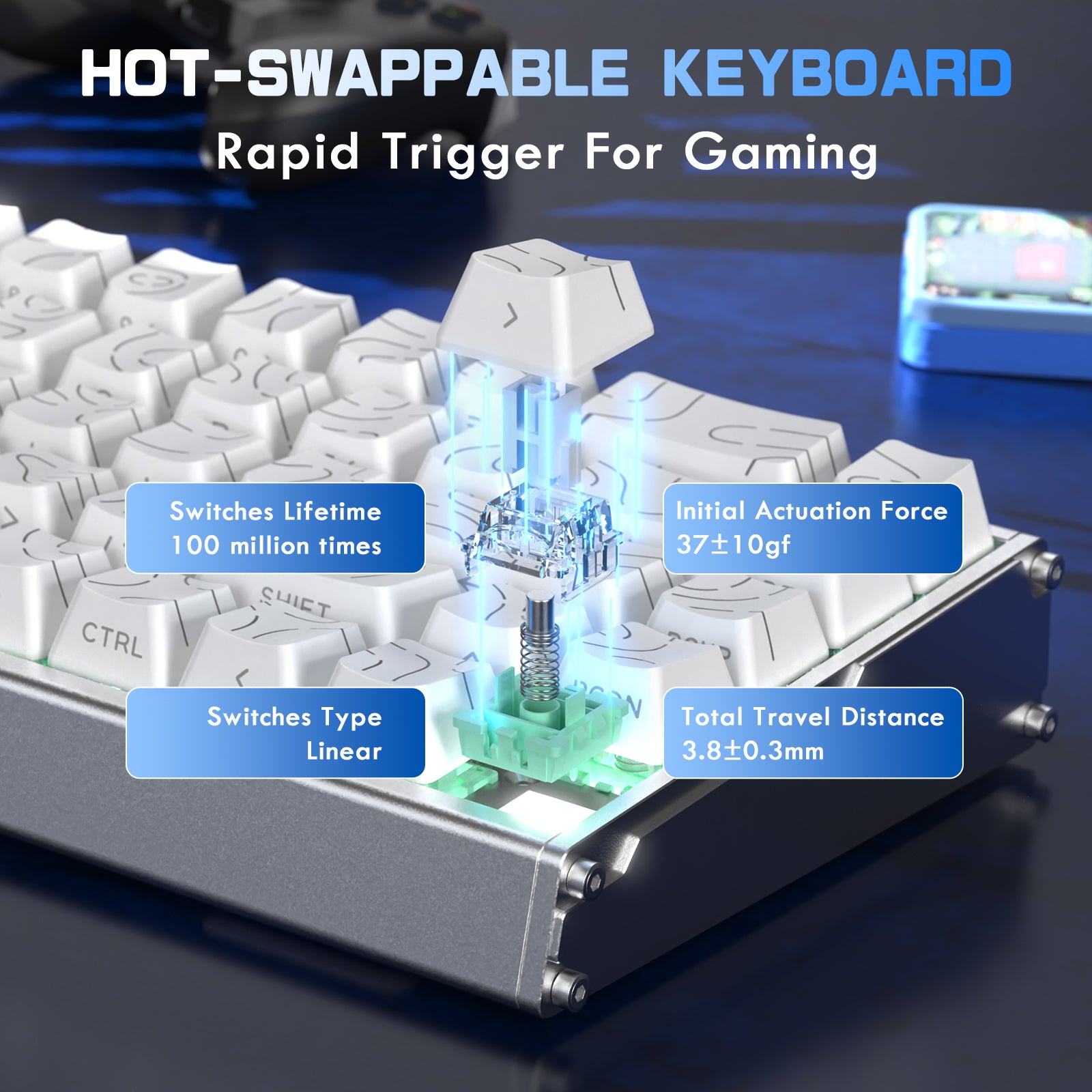 ATTACK SHARK X68MAX HE Tastiera CNC in Alluminio Rapid Trigger con Switch Magnetico e Cavo a Molla RGB C01Ultra
