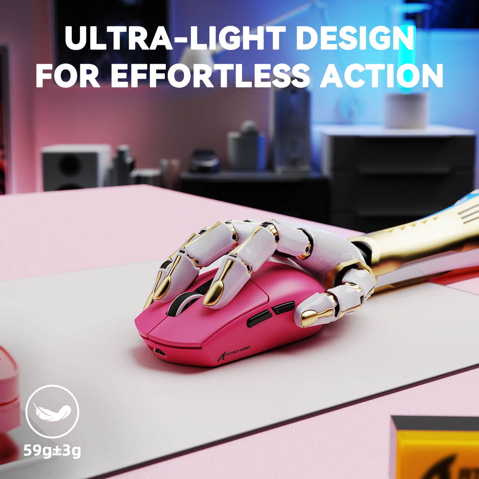 Mouse da gioco wireless tri-mode ATTACK SHARK G3PRO con dock di ricarica, 25000 DPI, ultraleggero