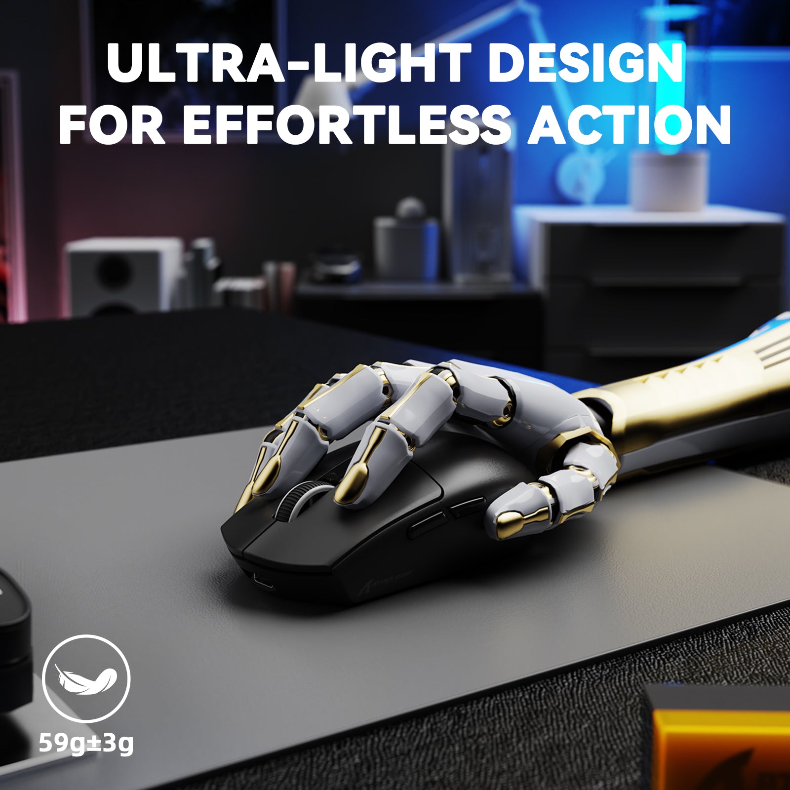 Mouse da gioco wireless tri-mode ATTACK SHARK G3PRO con dock di ricarica, 25000 DPI, ultraleggero