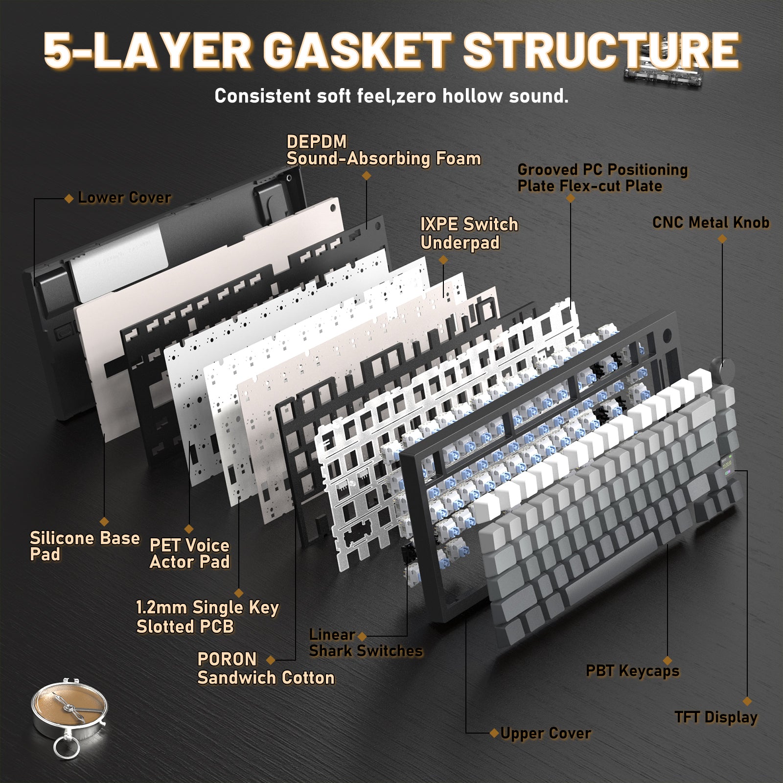 Tastiera meccanica ATTACK SHARK X820ULTRA con cavo a spirale C01ULTRA