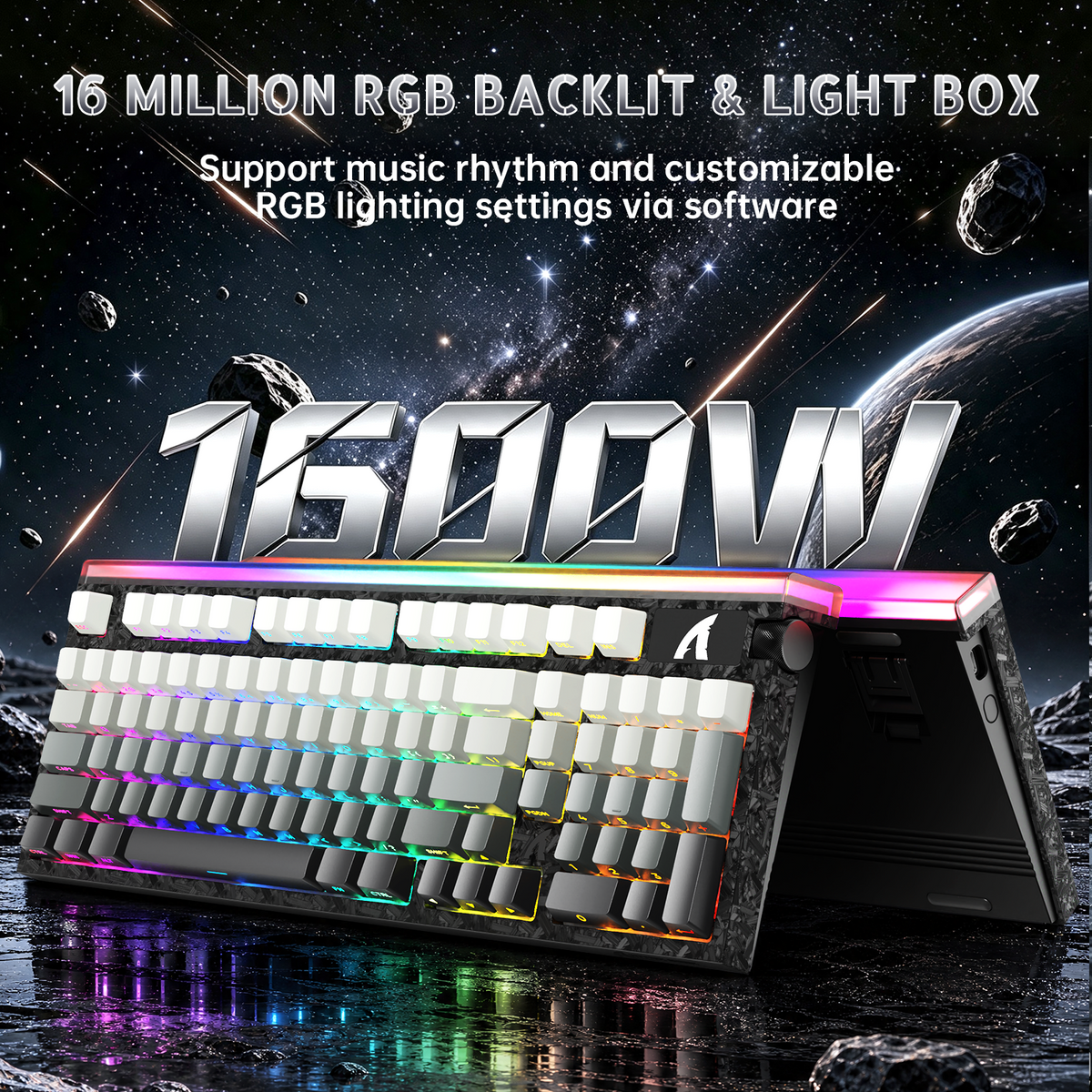Tastiera con cavo ATTACK SHARK R98 HE in fibra di carbonio, interruttore magnetico a scatto rapido cablato con cavo avvolto Ultra RGB C01