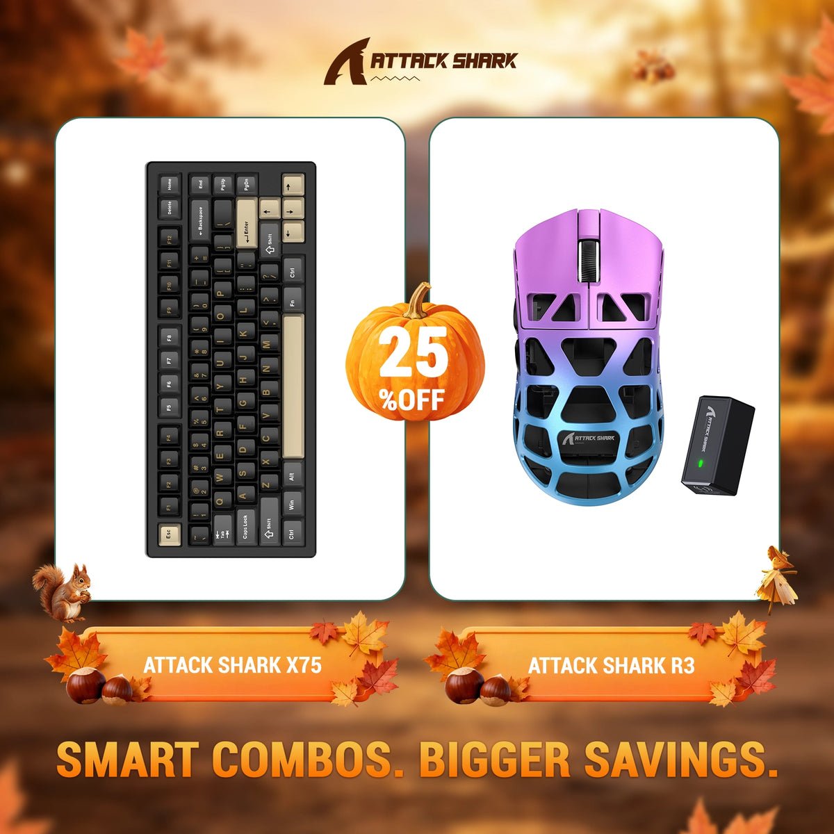 ATTACK SHARK X75 Tastiera in Alluminio Completo + Mouse da Gaming in Lega di Magnesio R3 Bundle