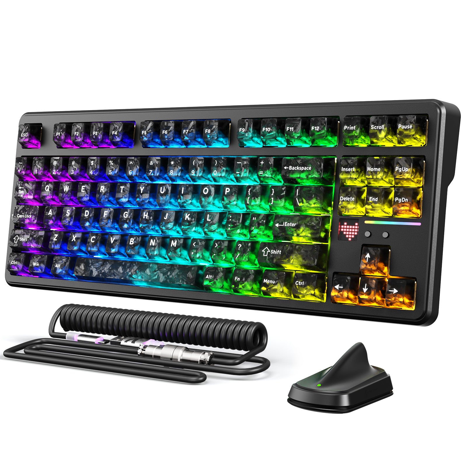ATTACK SHARK X87 ULTRA Tastiera da gioco wireless con ricevitore 8KHz e cavo a spirale RGB