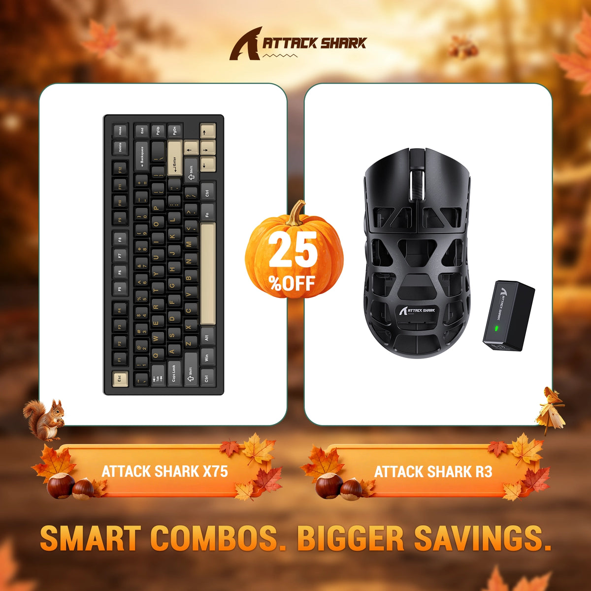 ATTACK SHARK X75 Tastiera in Alluminio Completo + Mouse da Gaming in Lega di Magnesio R3 Bundle