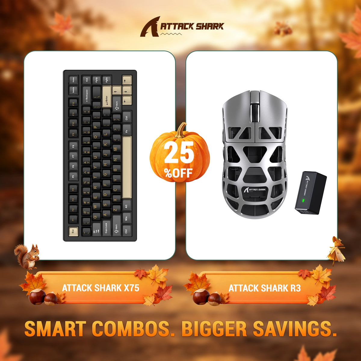 ATTACK SHARK X75 Tastiera in Alluminio Completo + Mouse da Gaming in Lega di Magnesio R3 Bundle