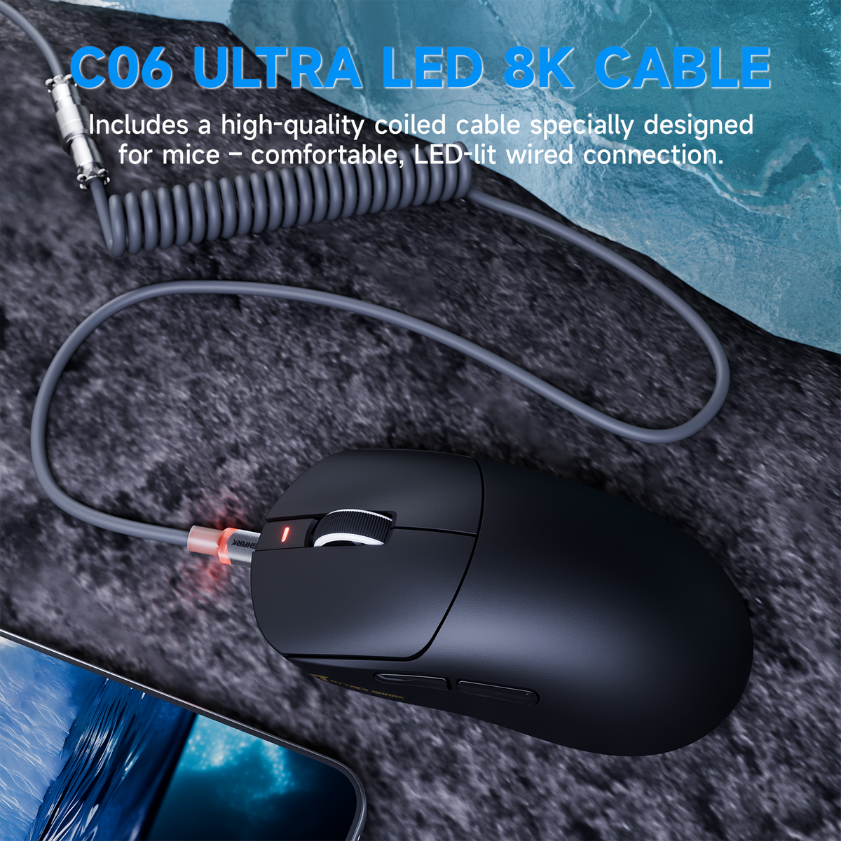Mouse da gaming wireless tri-modalità ATTACK SHARK X8 PLUS con cavo C06 ULTRA