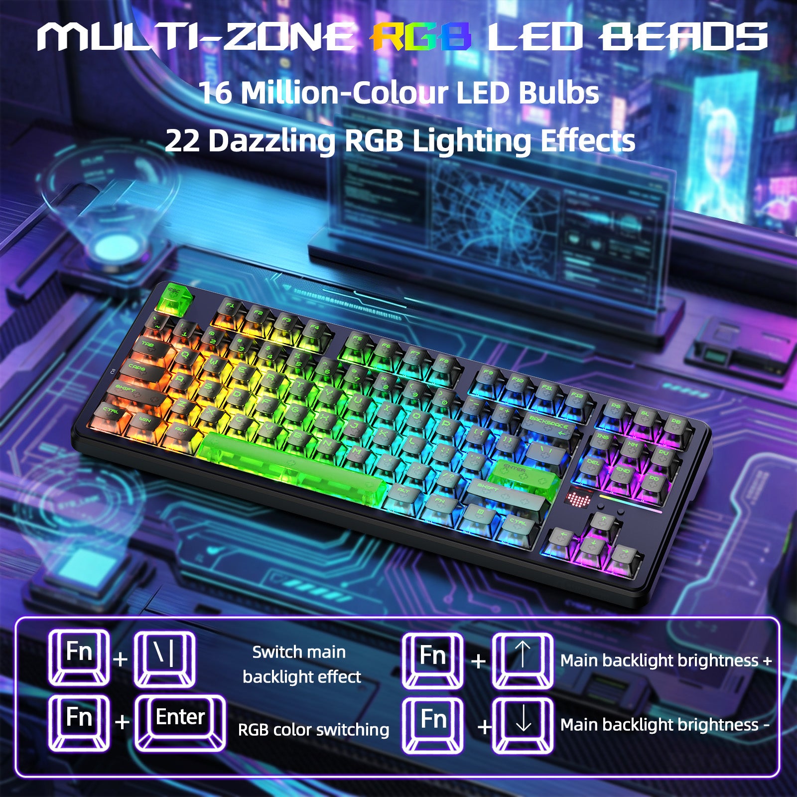 ATTACK SHARK X87 ULTRA Tastiera da gioco wireless con ricevitore 8KHz e cavo a spirale RGB