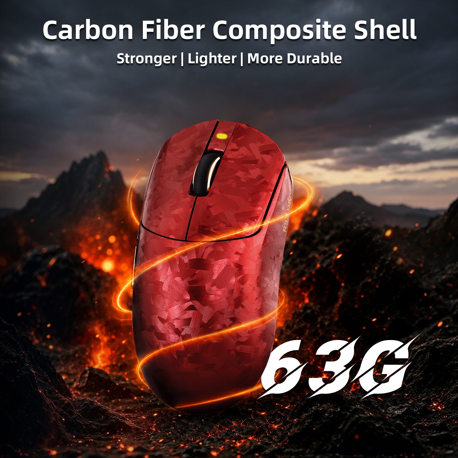 Mouse da gioco wireless ATTACK SHARK RS3 ULTRA in fibra di carbonio PAW3955MAX con cavo LED Ultra C06