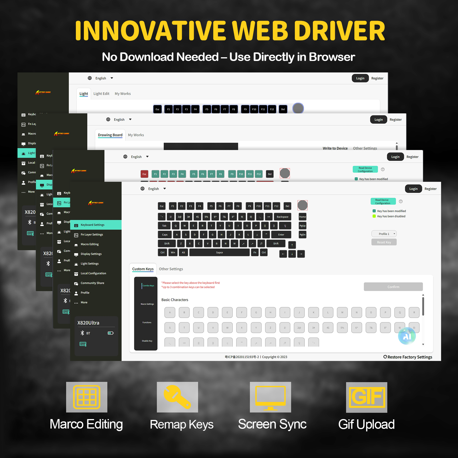ATTACK SHARK X820Ultra Tastiera Meccanica con Guarnizione a Tre Modalità