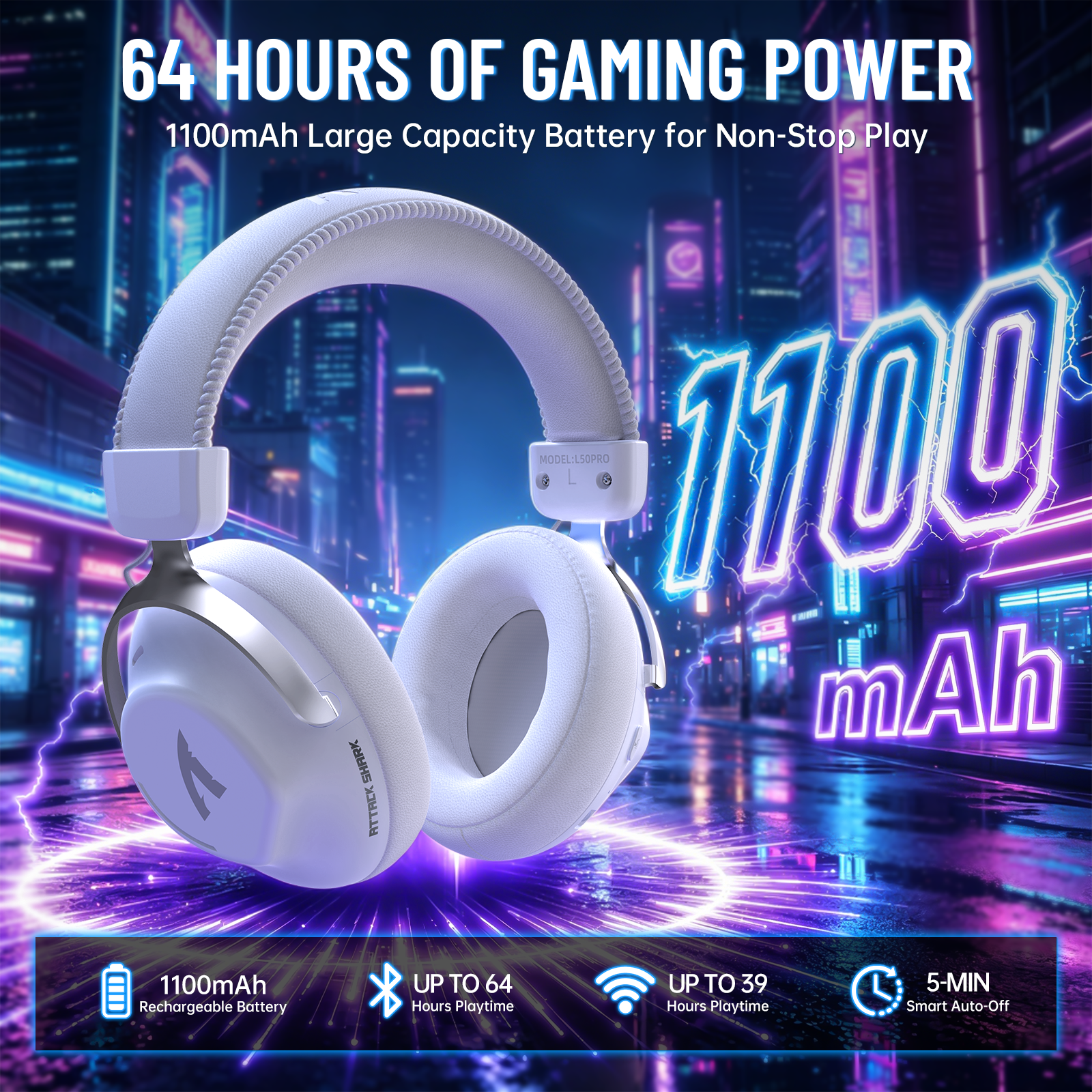 Cuffie da gioco wireless ATTACK SHARK L50 PRO a tre modalità