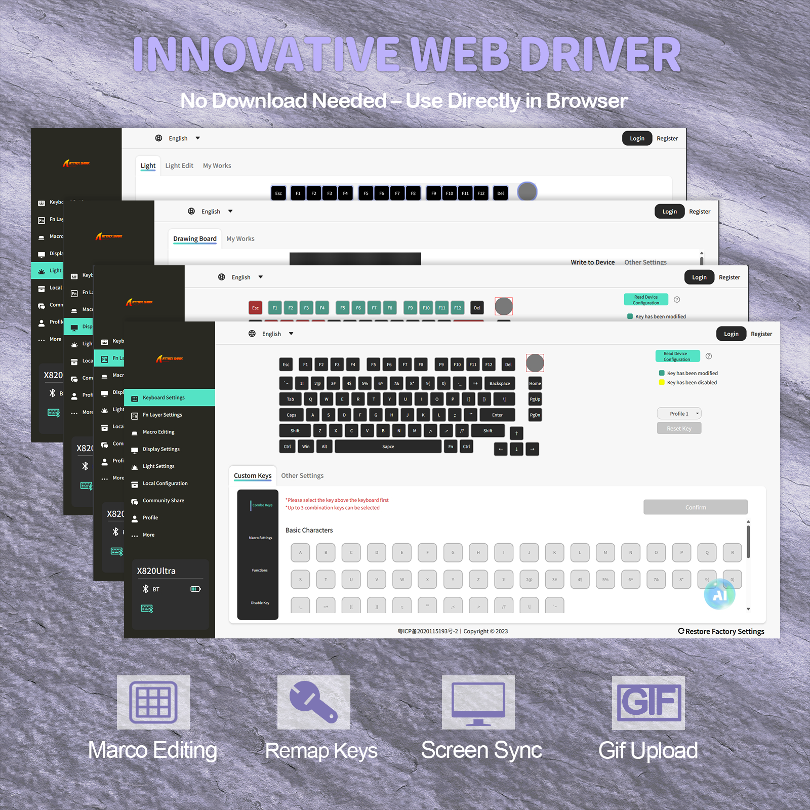 ATTACK SHARK X820Ultra Tastiera Meccanica con Guarnizione a Tre Modalità