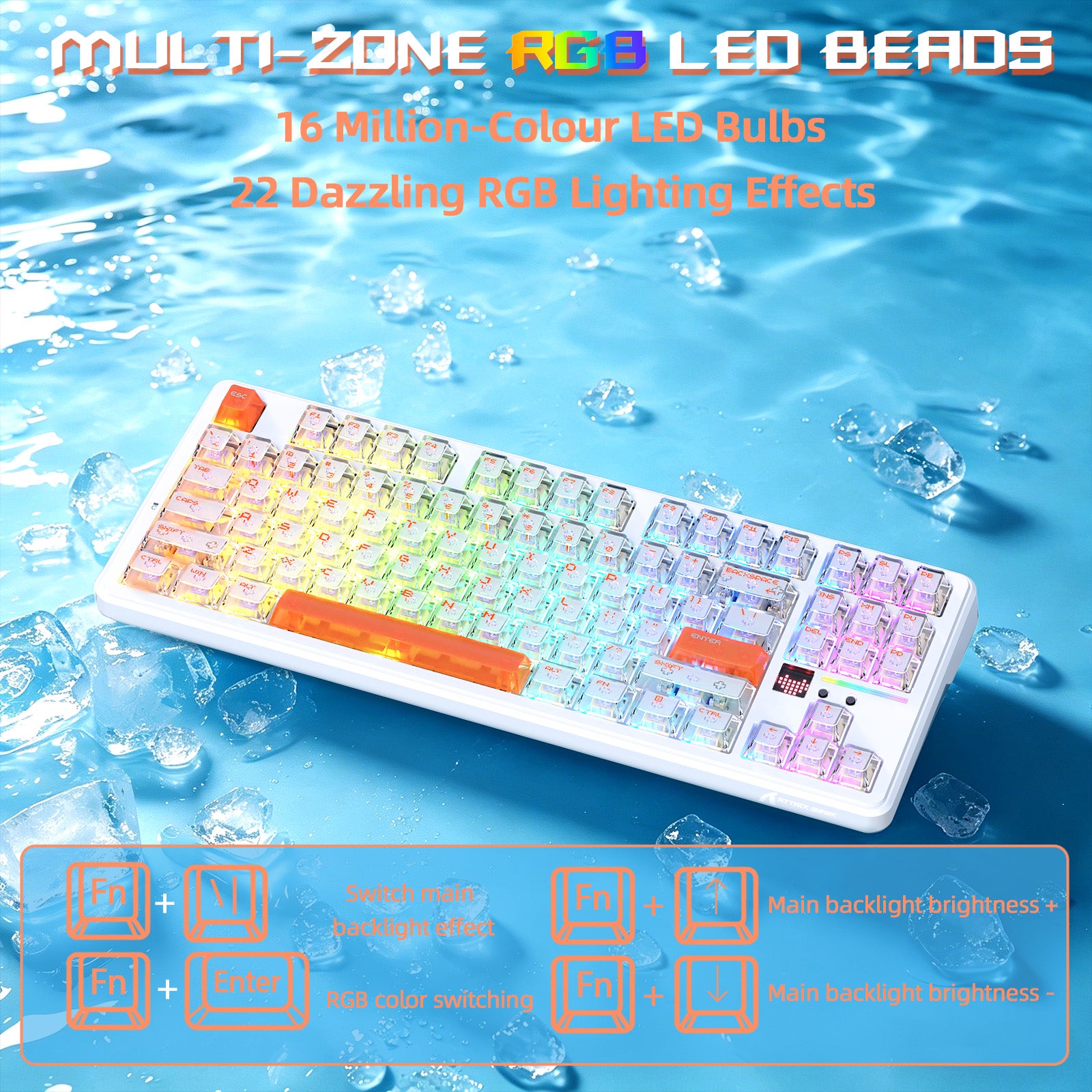 ATTACK SHARK X87 ULTRA Tastiera da gioco wireless con ricevitore 8KHz e cavo a spirale RGB