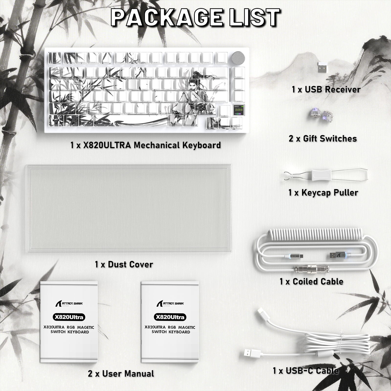 Tastiera meccanica ATTACK SHARK X820ULTRA con cavo a spirale C01ULTRA