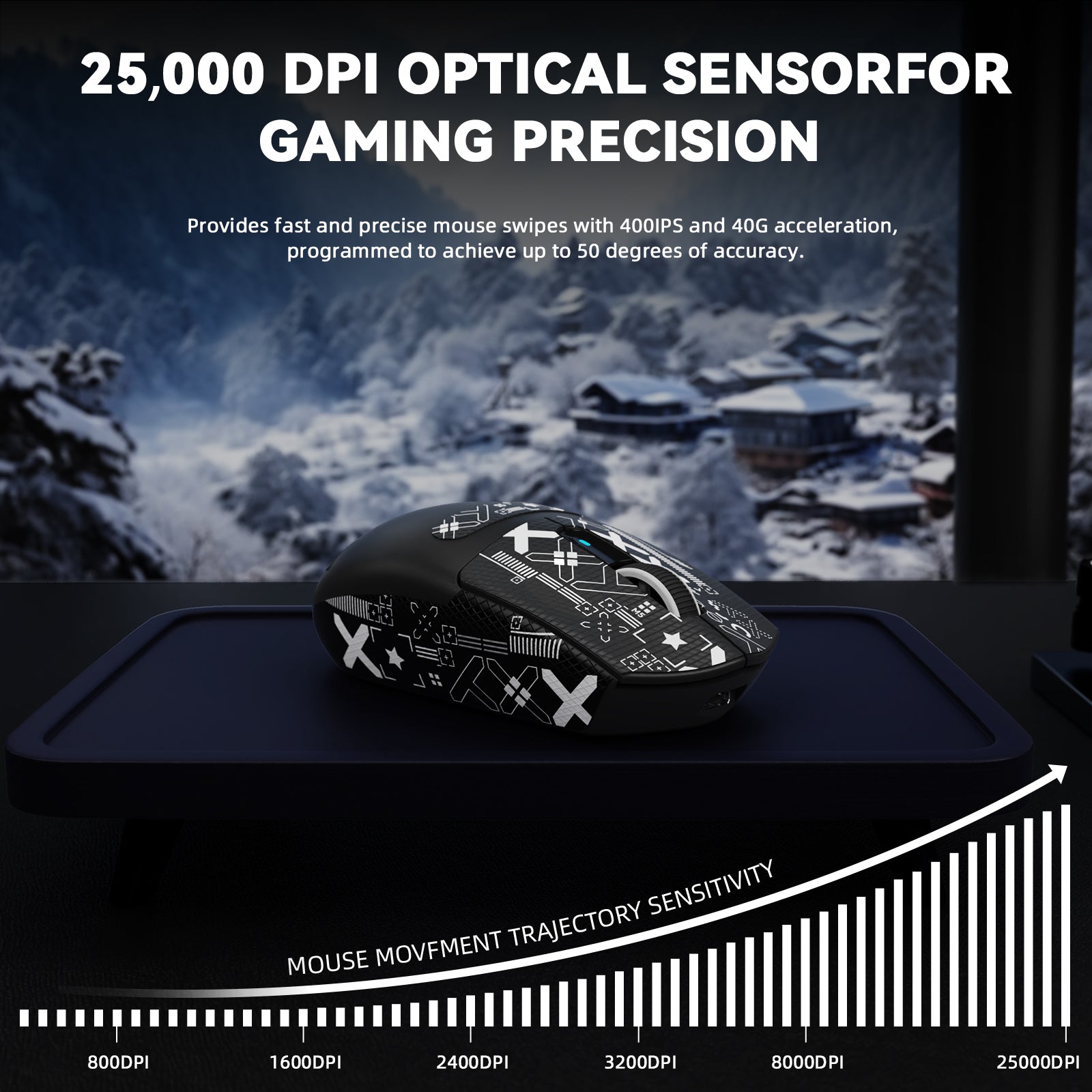 Mouse da gioco wireless tri-mode ATTACK SHARK G3PRO con dock di ricarica, 25000 DPI, ultraleggero