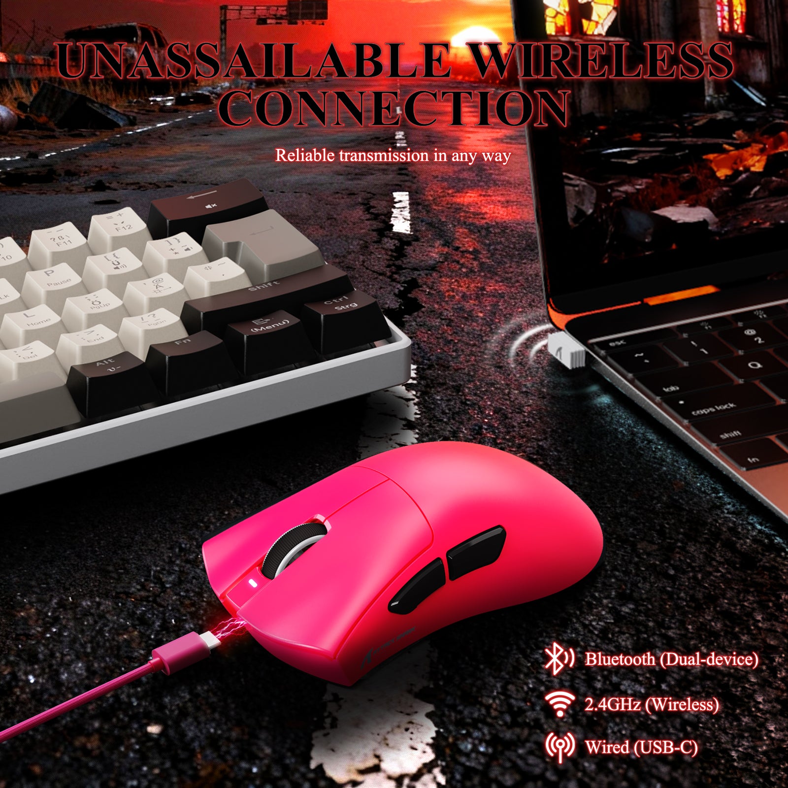ATTACK SHARK V3PRO Mouse da Gioco Tri-Mode Ultra-Leggero con Dock di Ricarica
