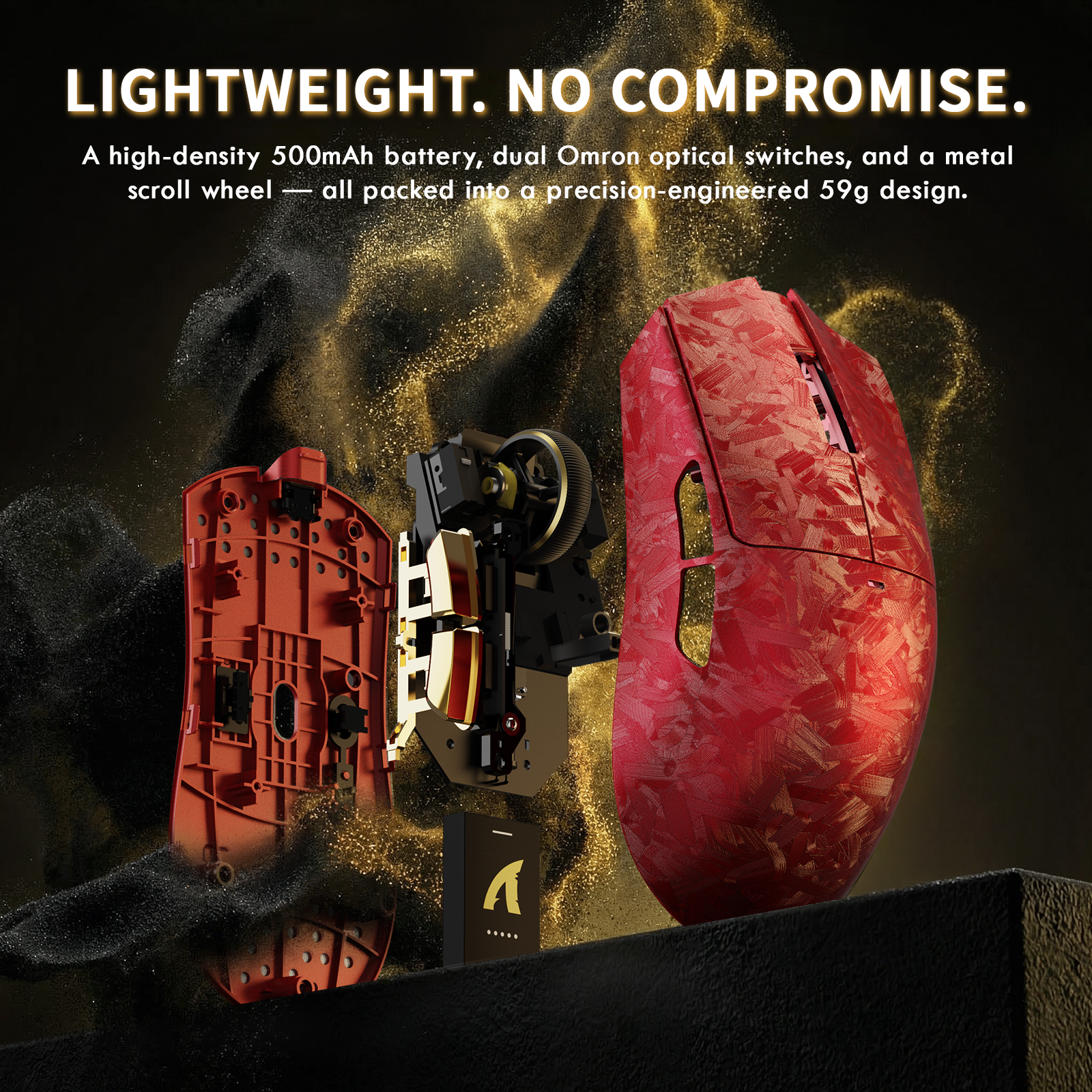 Mouse da gioco wireless ATTACK SHARK X11 ULTRA in fibra di carbonio con cavo LED C06 Ultra