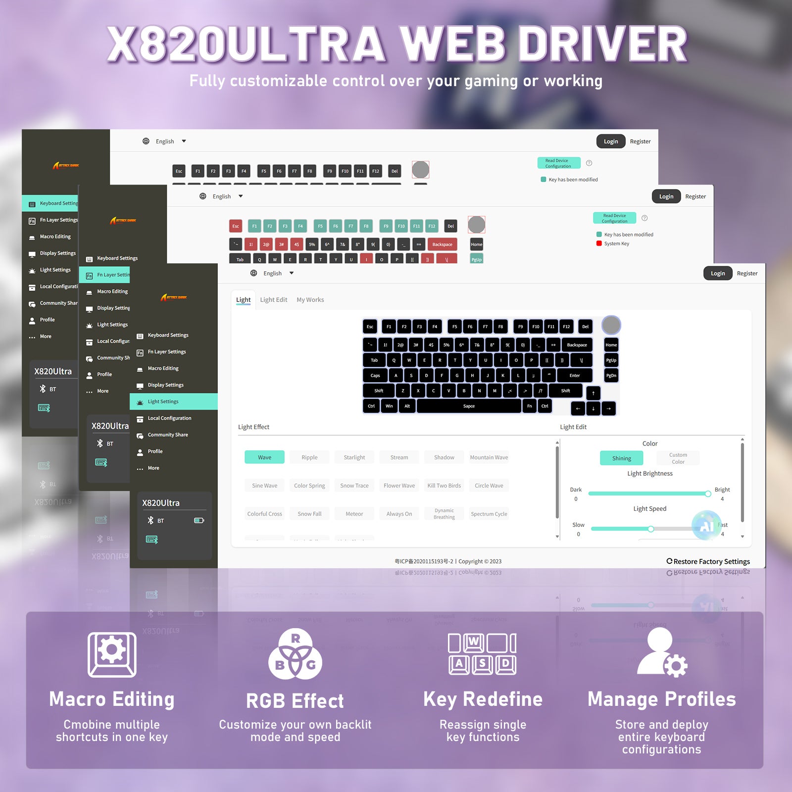 Tastiera meccanica ATTACK SHARK X820ULTRA con cavo a spirale C01ULTRA