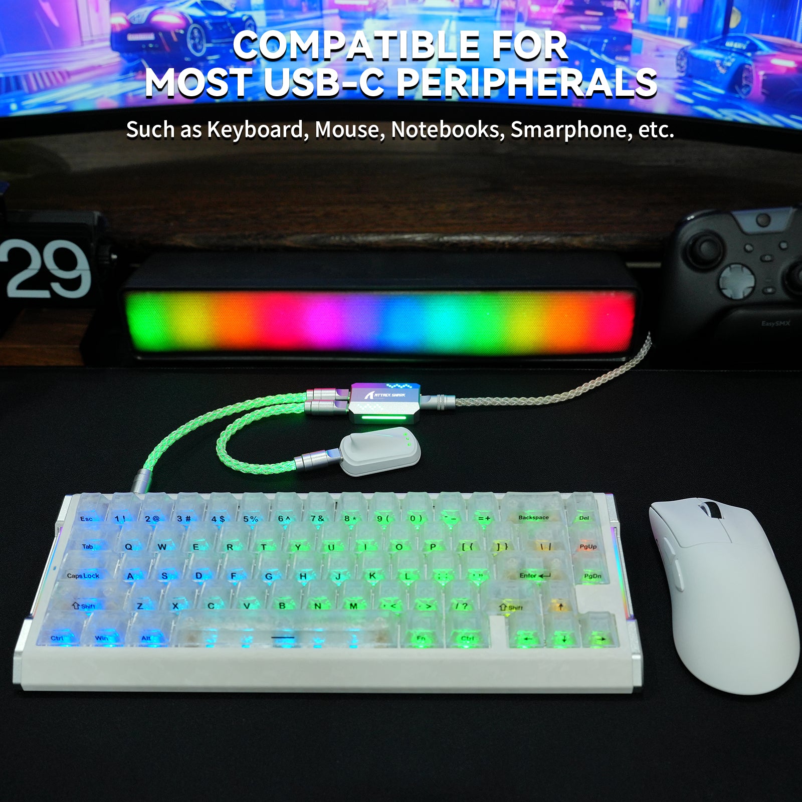 ATTACK SHARK C07 PRO Cavo 2-in-1 Type C per tastiera/mouse da gioco 8KHz