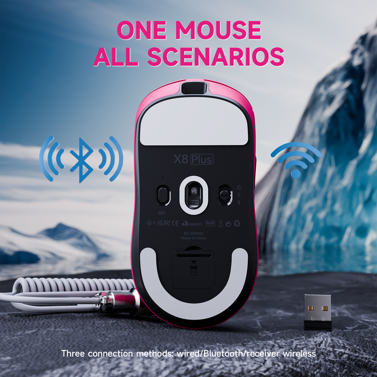 Mouse da gaming wireless tri-modalità ATTACK SHARK X8 PLUS con cavo C06 ULTRA