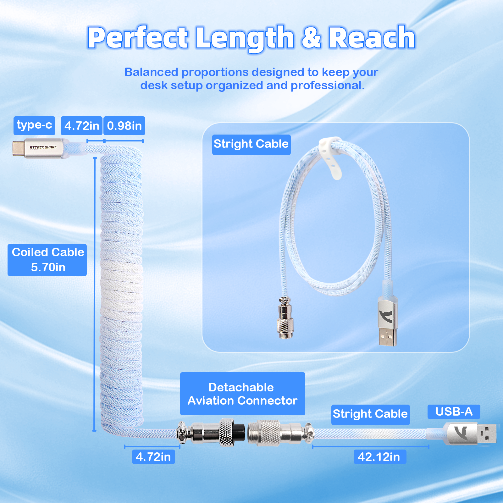 ATTACK SHARK C01ULTIMATE Cavo a spirale per tastiera magnetica 8KHz