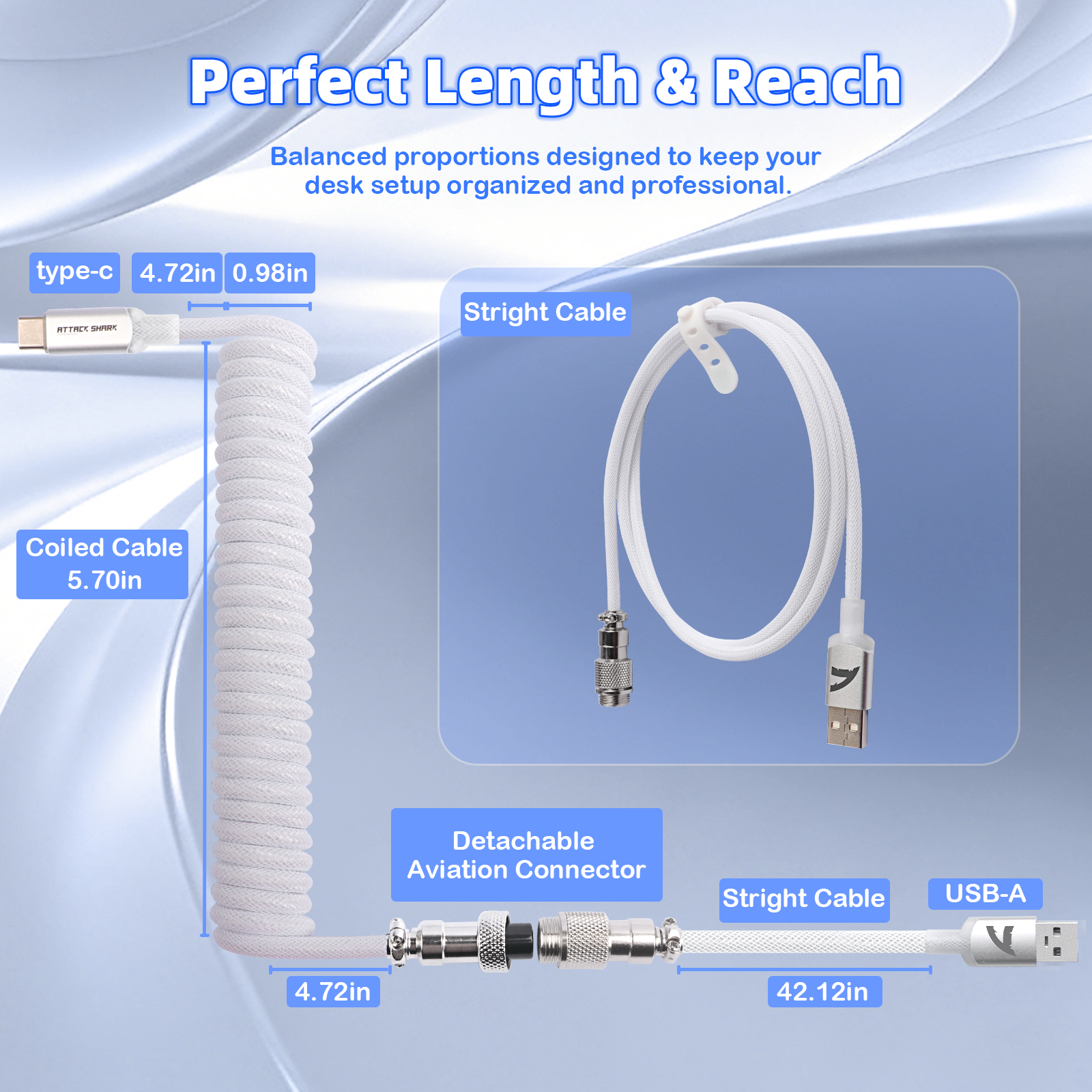 ATTACK SHARK C01ULTIMATE Cavo a spirale per tastiera magnetica 8KHz