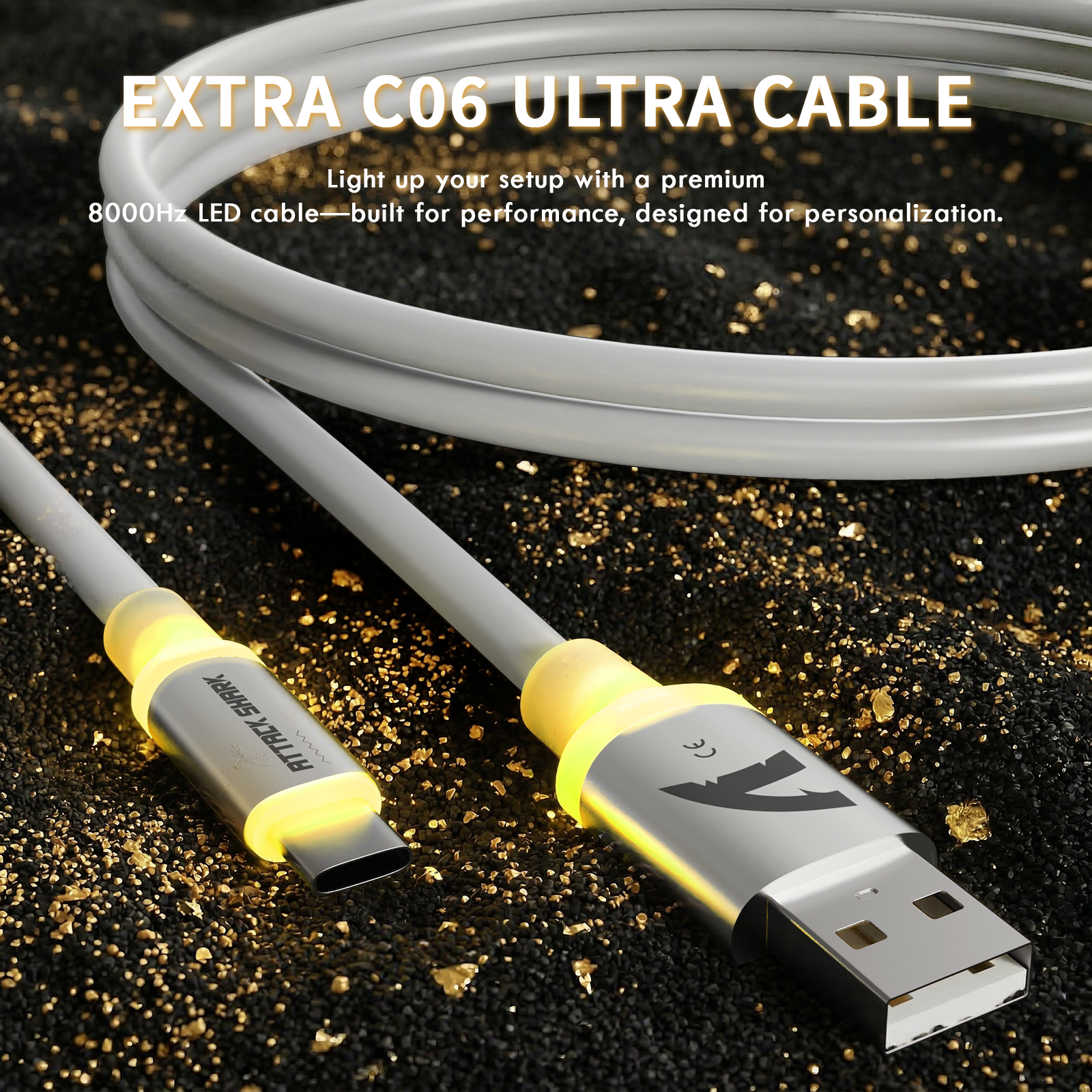 ATTACK SHARK X11 ULTRA Mouse da gioco wireless in fibra di carbonio con cavo LED Ultra C06