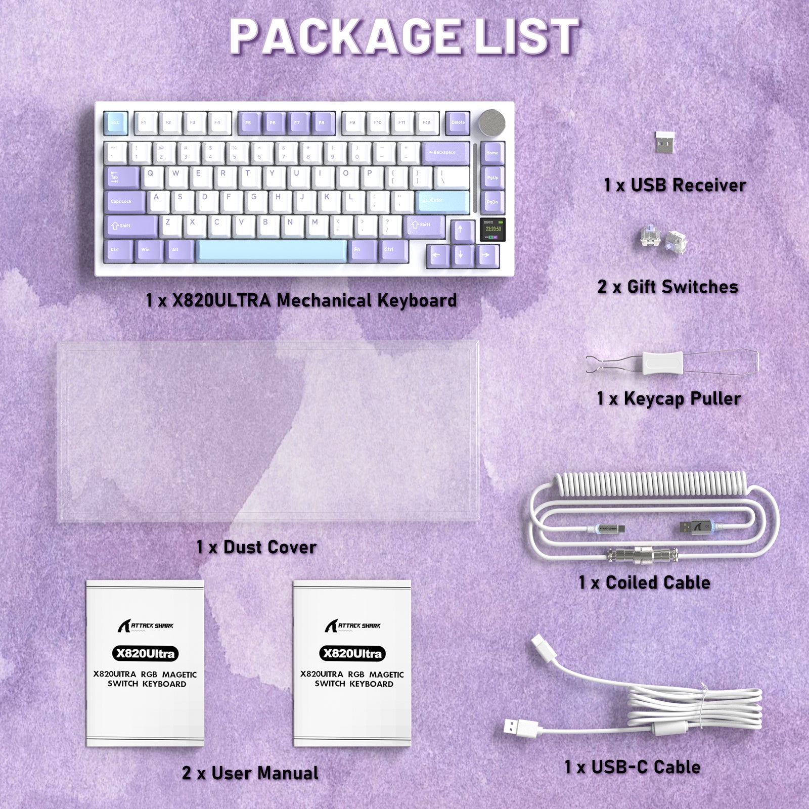 Tastiera meccanica ATTACK SHARK X820ULTRA con cavo a spirale C01ULTRA