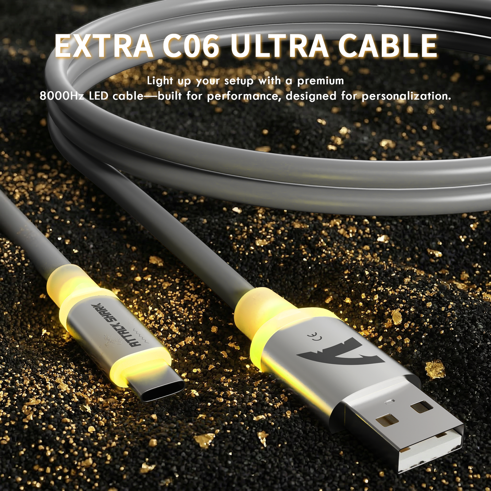 ATTACK SHARK X11 ULTRA Mouse da gioco wireless in fibra di carbonio con cavo LED Ultra C06