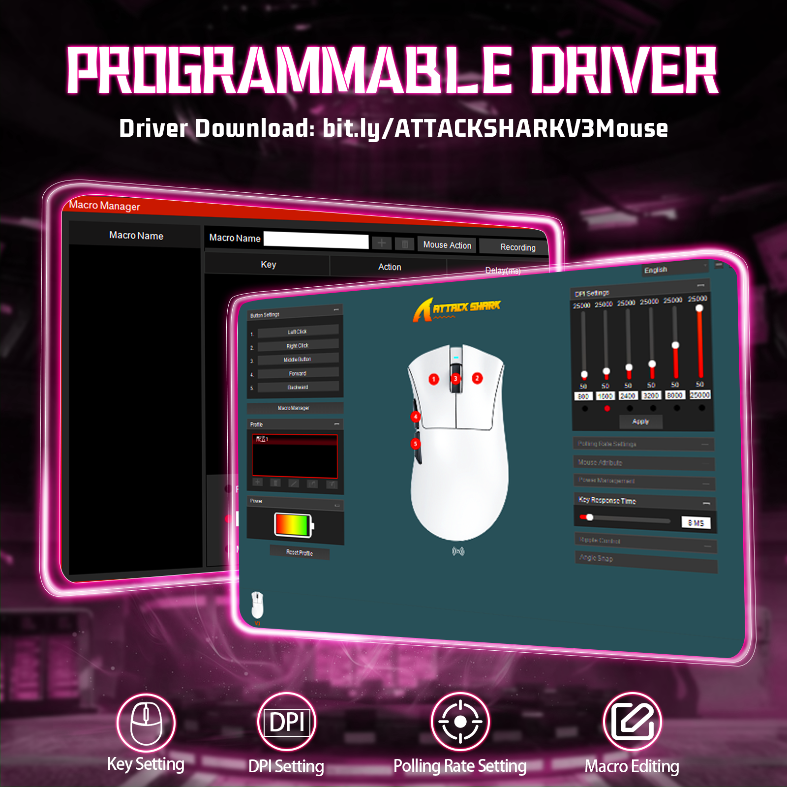 ATTACK SHARK V3 Mouse da Gioco Tri-Mode Ultra-Leggero