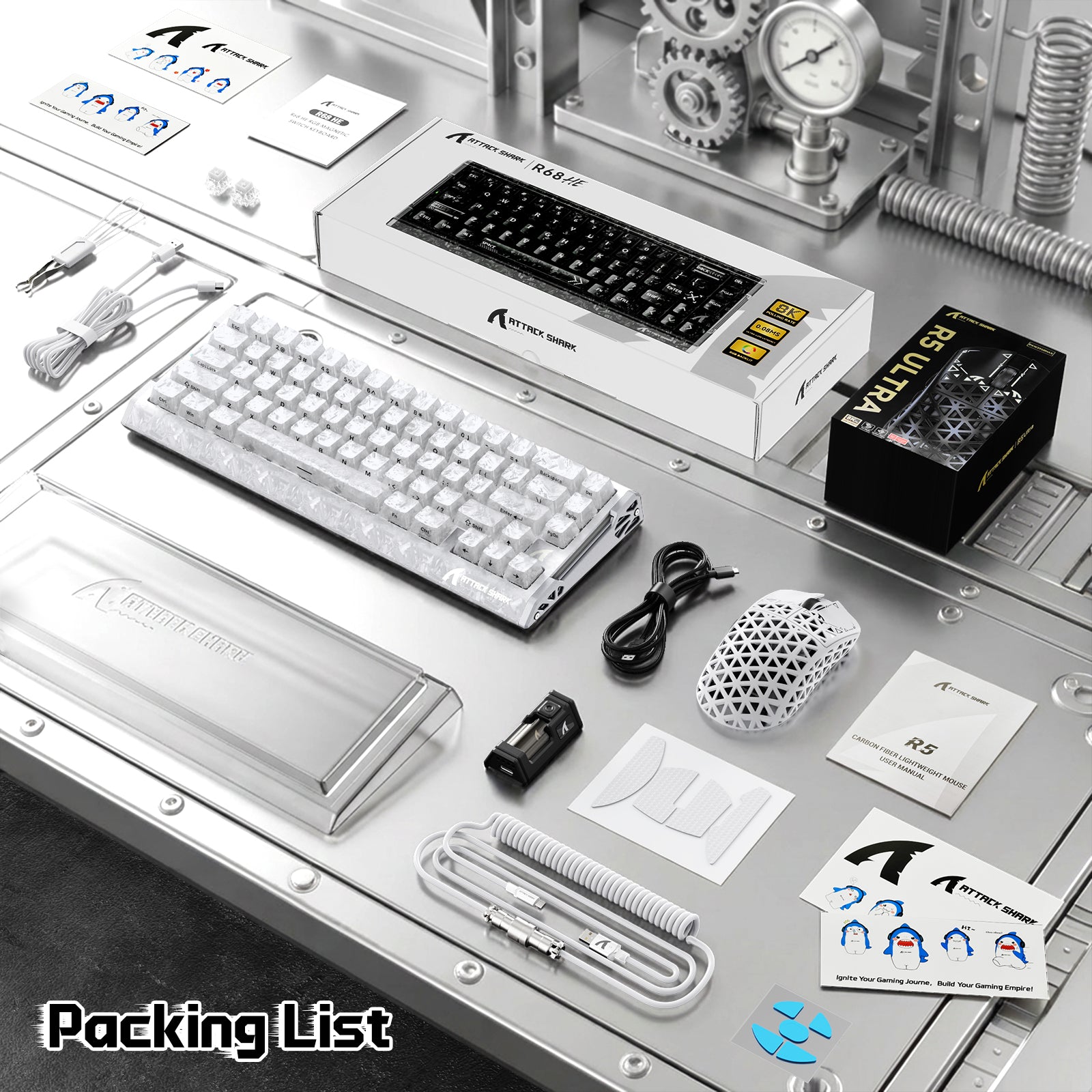 ATTACK SHARK R68 HE & R5 ULTRA Bundle Gaming in Fibra di Carbonio con Cavo Avvolto C01 ULTRA