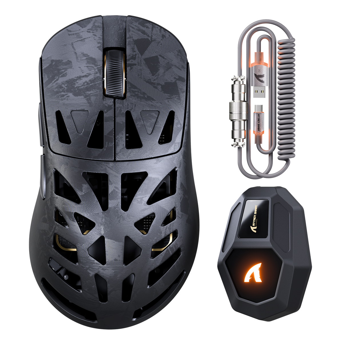 Mouse da gaming wireless ATTACK SHARK RS6 ULTRA in fibra di carbonio con PAW3955MAX