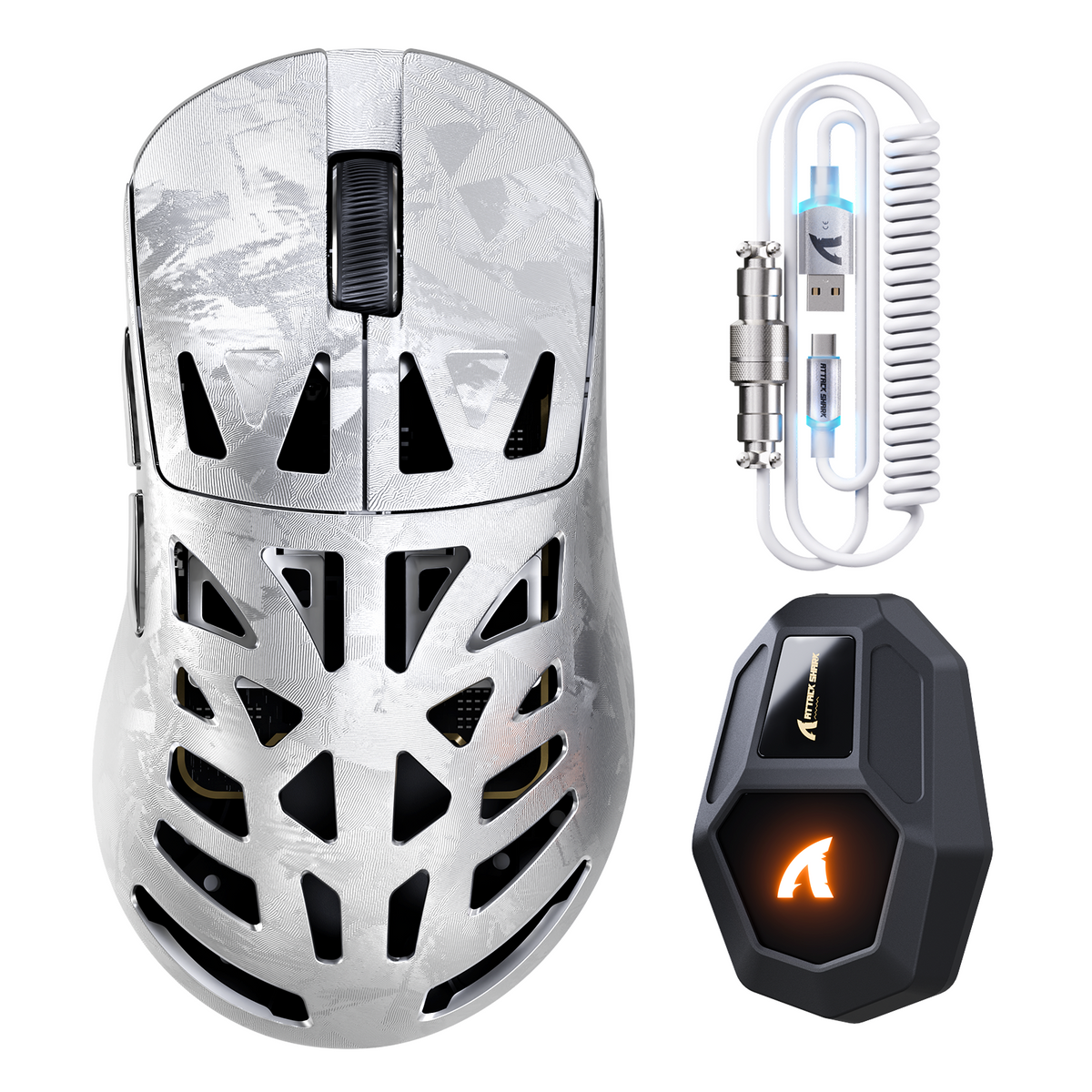 Mouse da gaming wireless ATTACK SHARK RS6 ULTRA in fibra di carbonio con PAW3955MAX