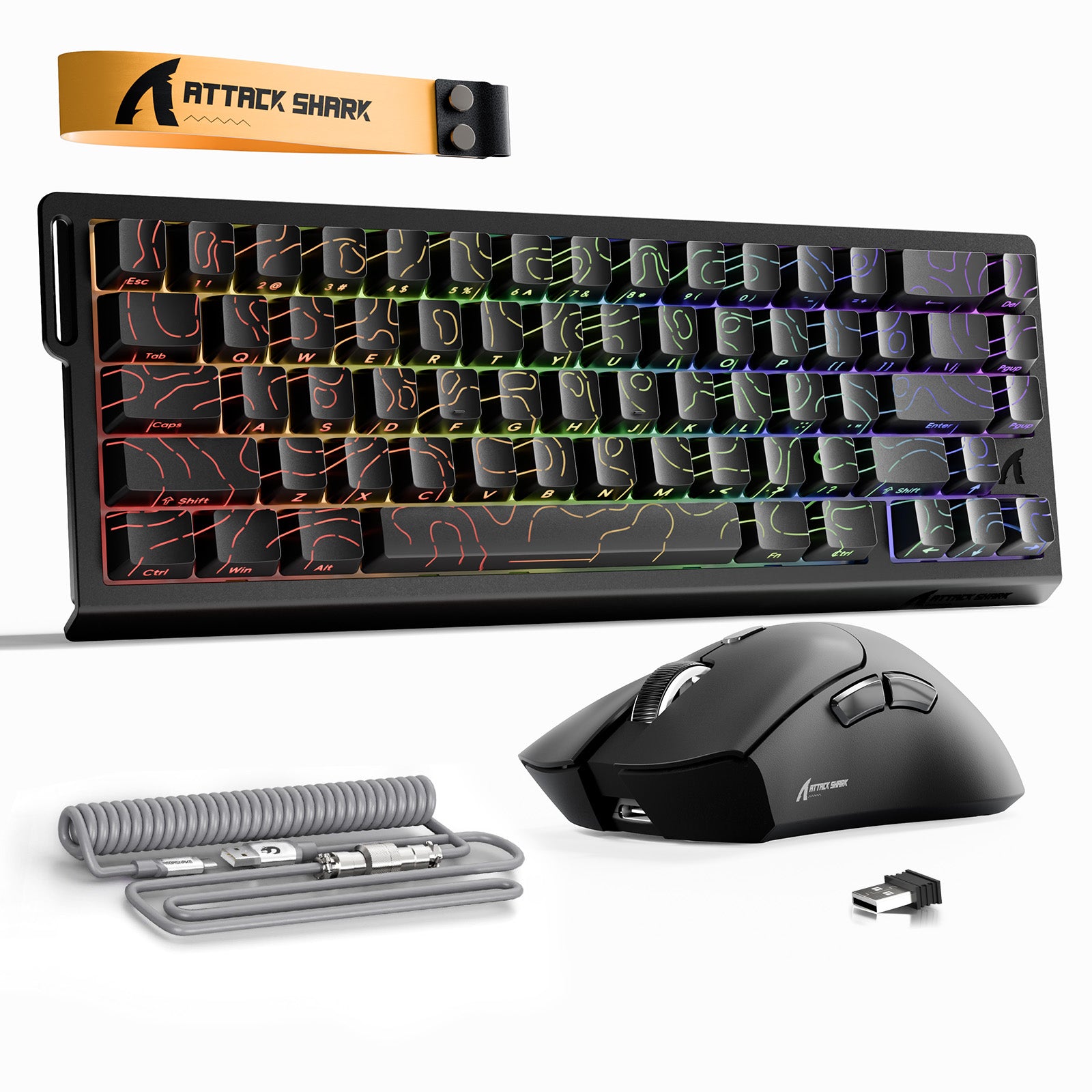 ATTACK SHARK X68HE Tastiera Rapid Trigger + Bundle mouse da gioco wireless R1 + cavo a spirale C01