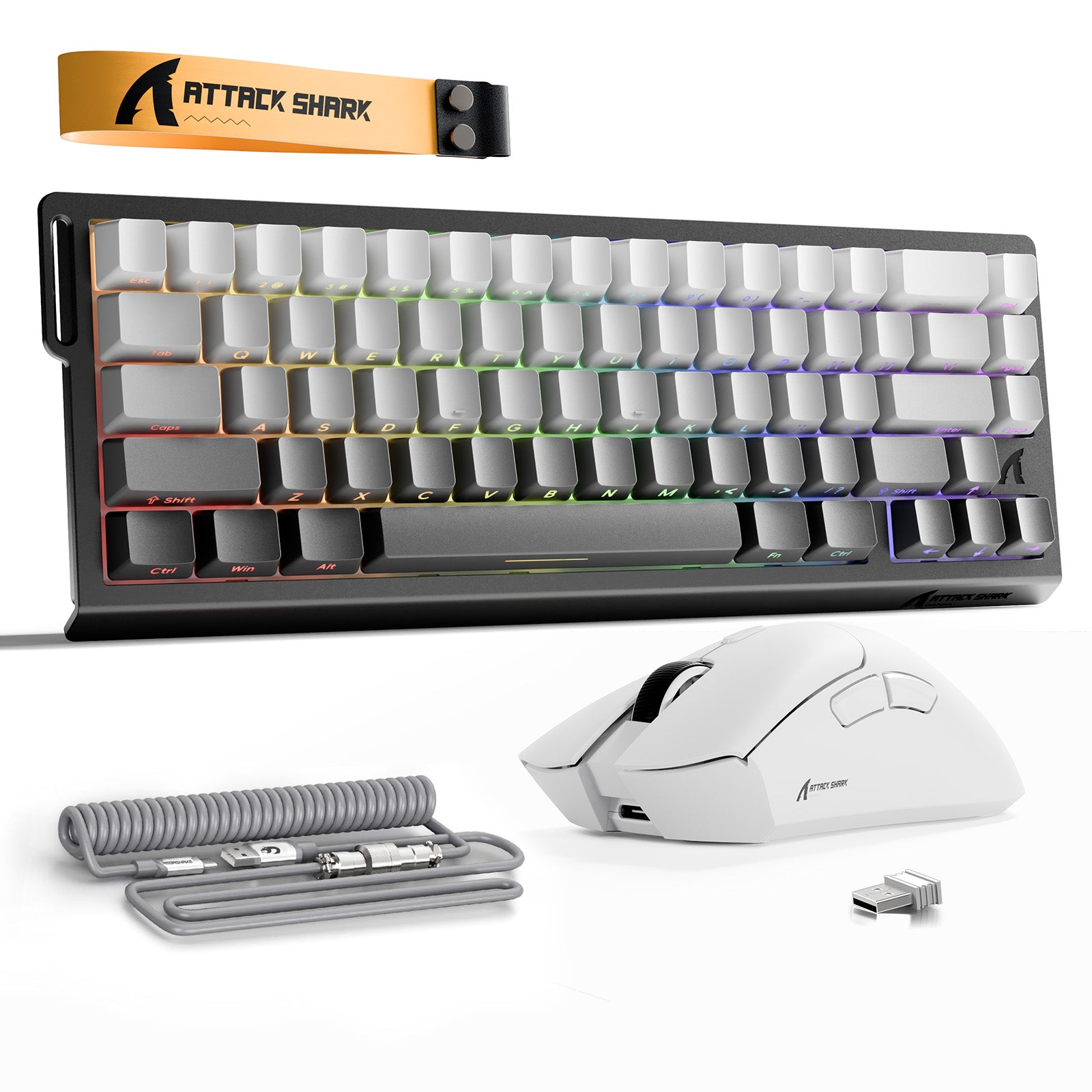 ATTACK SHARK X68HE Tastiera Rapid Trigger + Bundle mouse da gioco wireless R1 + cavo a spirale C01