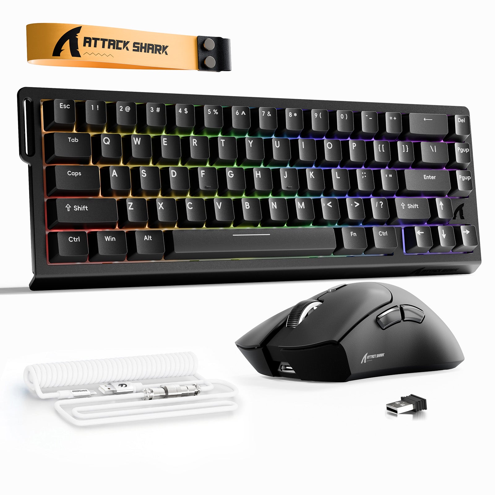 ATTACK SHARK X68HE Tastiera Rapid Trigger + Bundle mouse da gioco wireless R1 + cavo a spirale C01