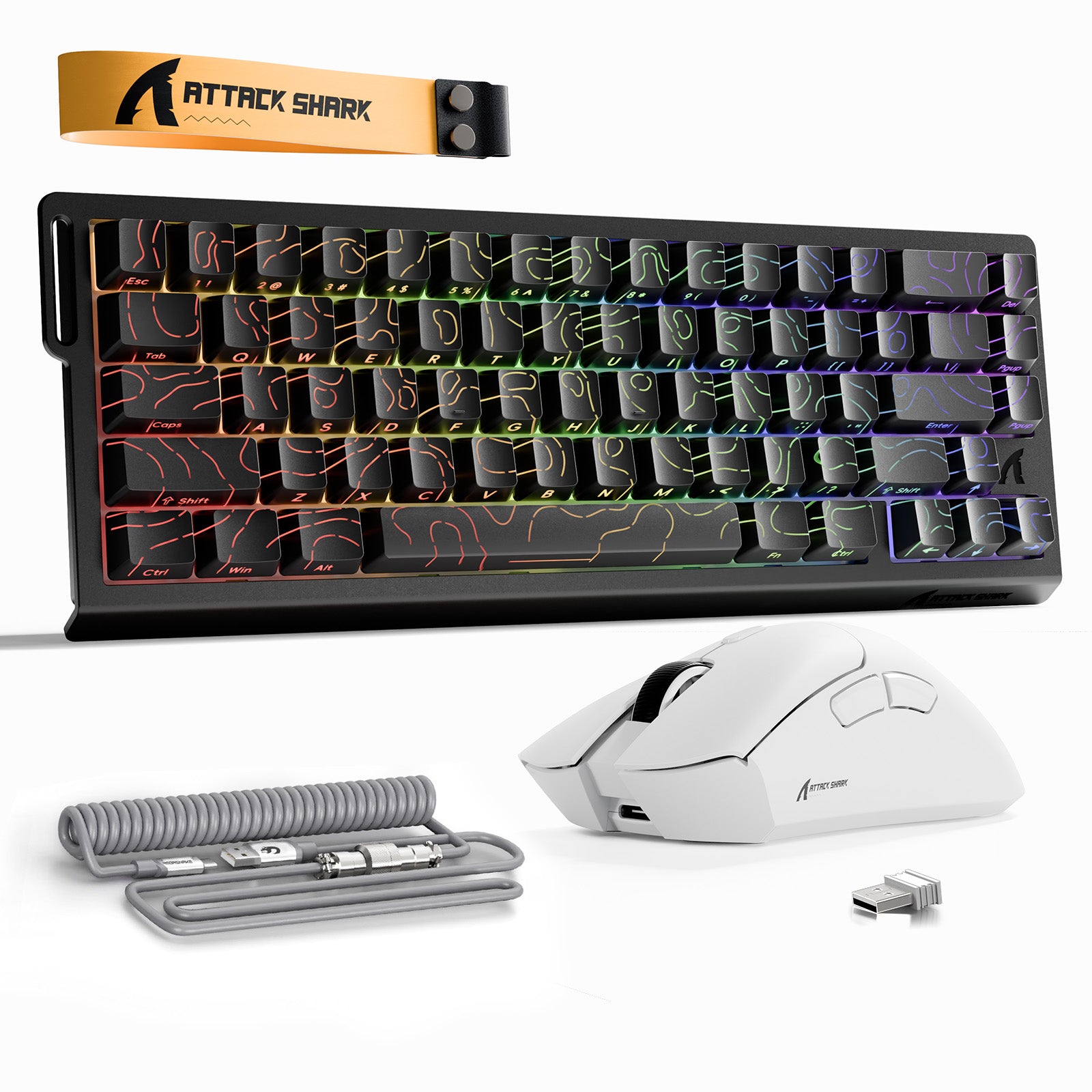 ATTACK SHARK X68HE Tastiera Rapid Trigger + Bundle mouse da gioco wireless R1 + cavo a spirale C01
