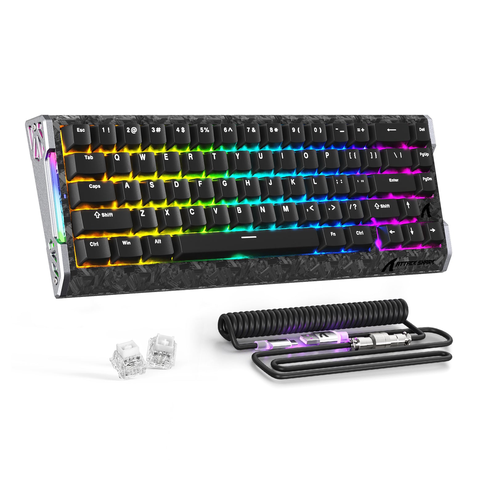 ATTACK SHARK R68 HE Tastiera Rapid Trigger Cablate in Fibra di Carbonio con Interruttore Magnetico e Cavo RGB Avvolto C01 Ultra