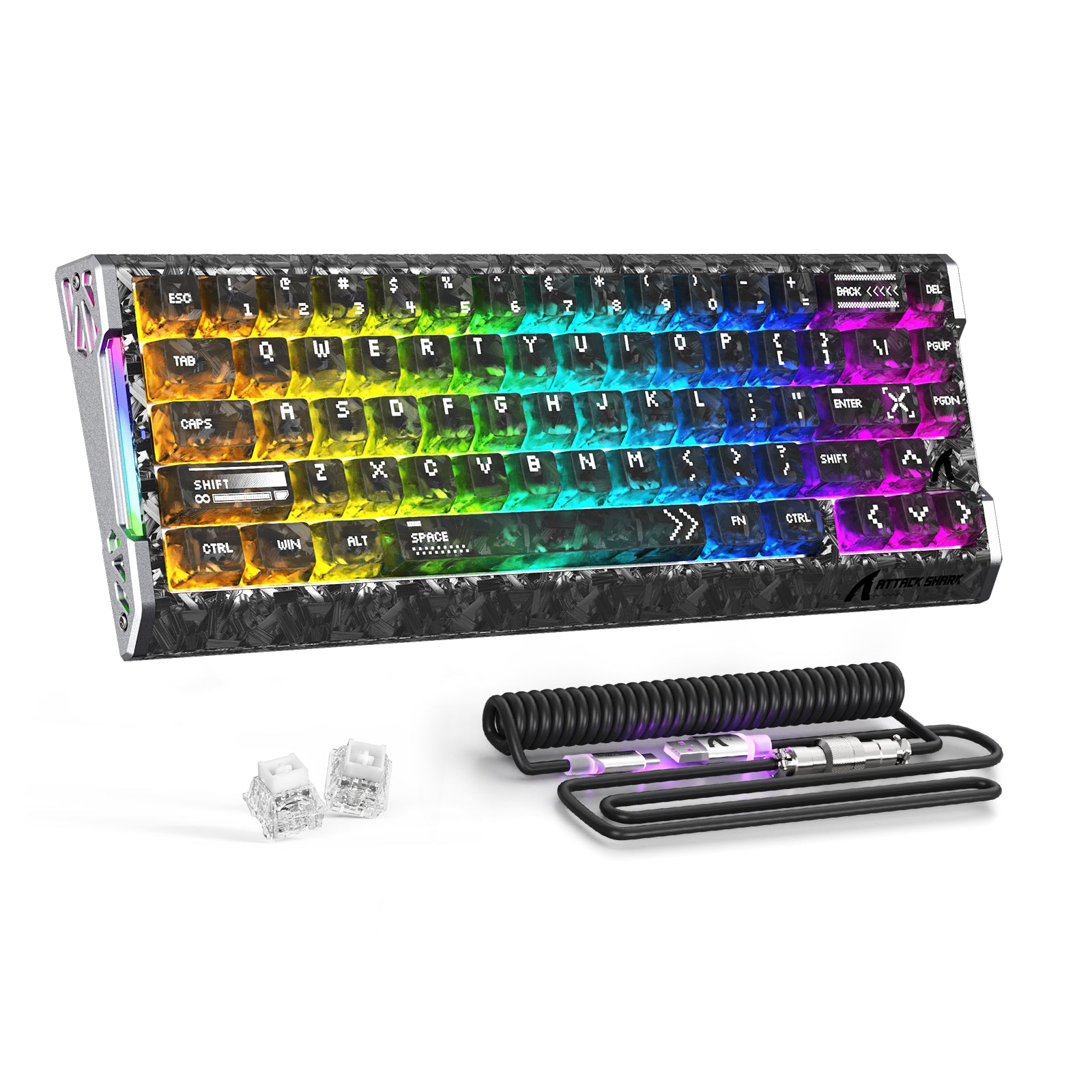 ATTACK SHARK R68 HE Tastiera Rapid Trigger Cablate in Fibra di Carbonio con Interruttore Magnetico e Cavo RGB Avvolto C01 Ultra